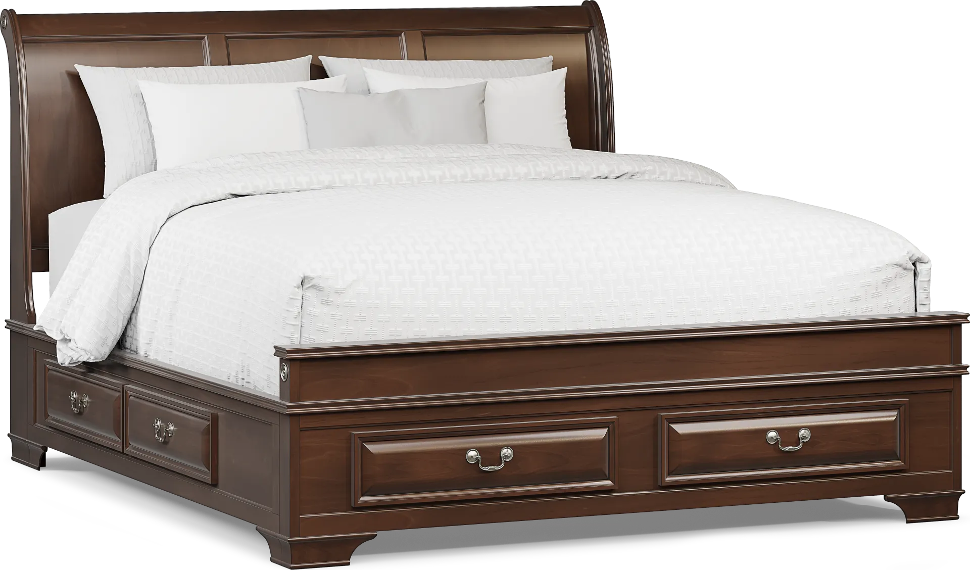 Mill Valley II Brown Cherry Finish 5 Pc King Sleigh Bedroom with Storage - Image 2