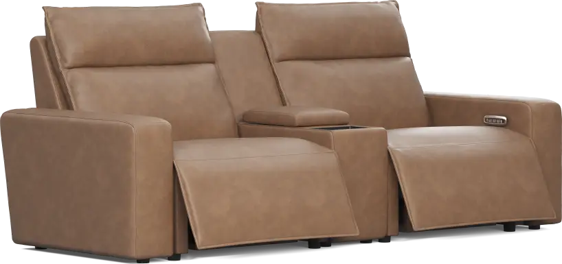 Saddle 3 Pc Dual Power Reclining ModularTwo with Media Console