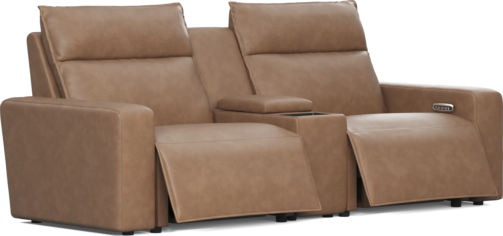 Saddle 3 Pc Dual Power Reclining ModularTwo with Media Console - Image 2