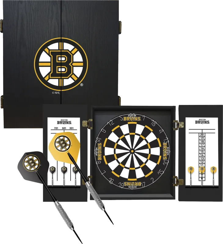 Boston Bruins Black Dartboard Set