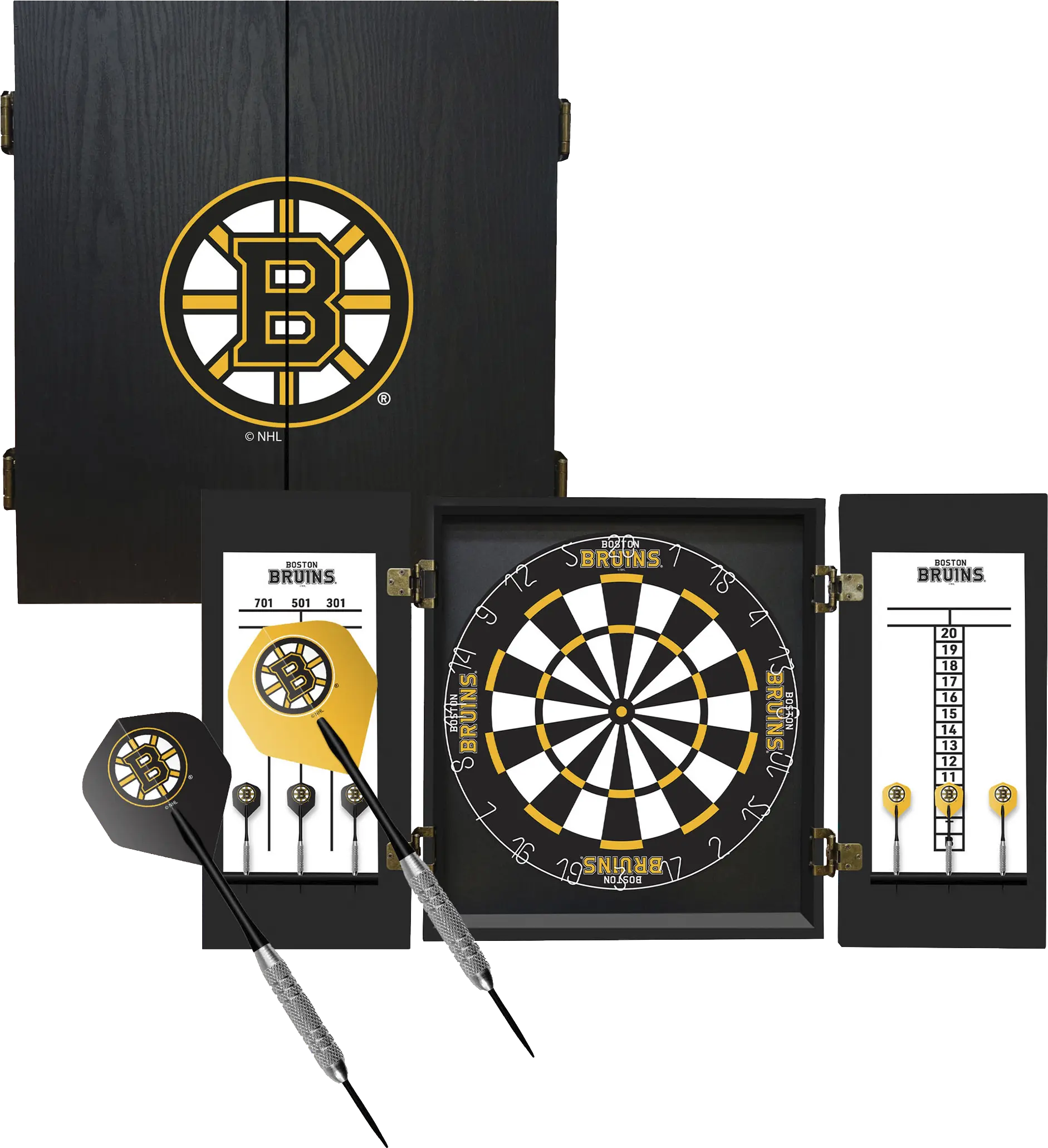 Boston Bruins Black Dartboard Set