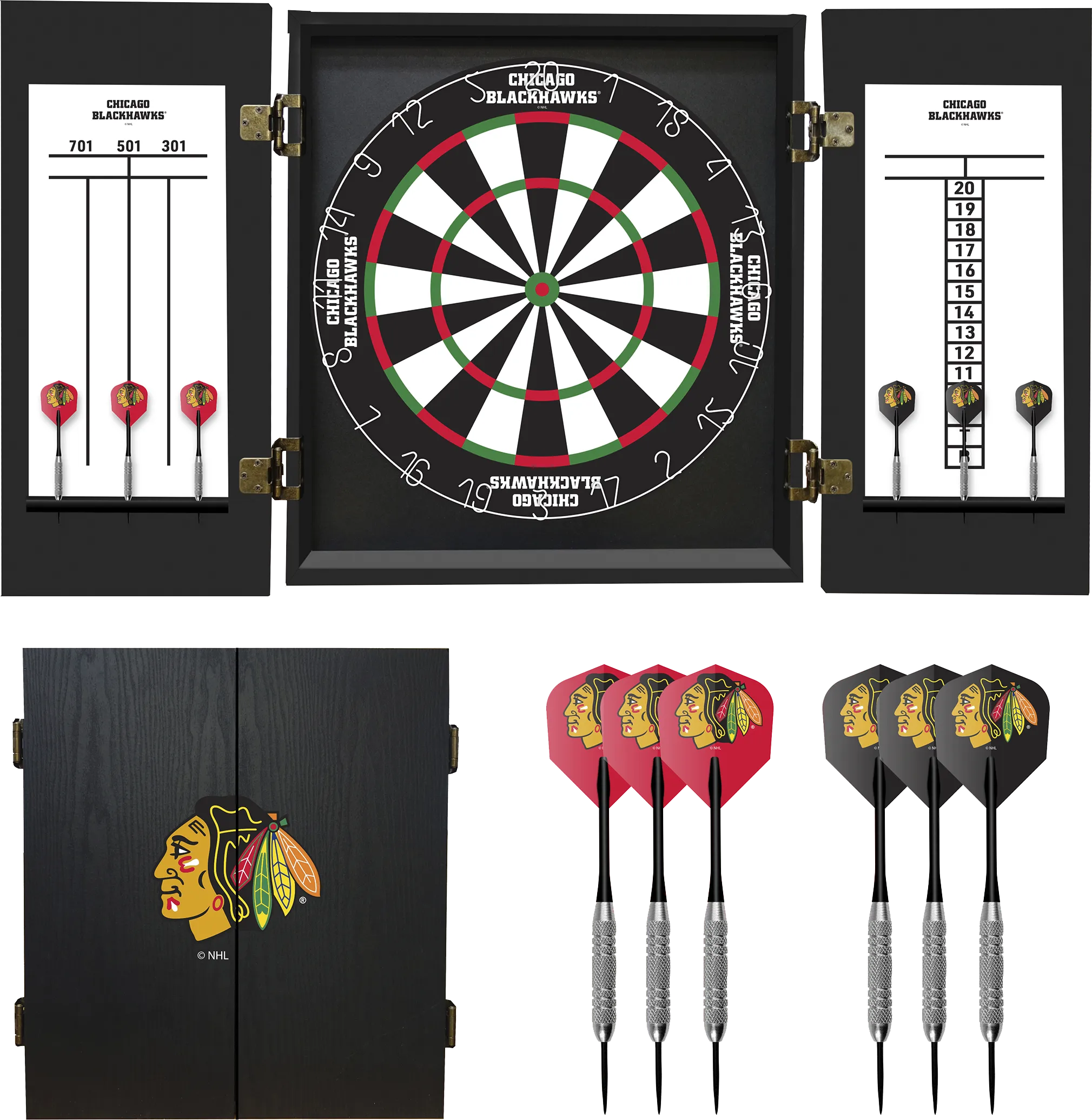 Chicago Blackhawks Black Dartboard Set - Thumbnail - Image 1