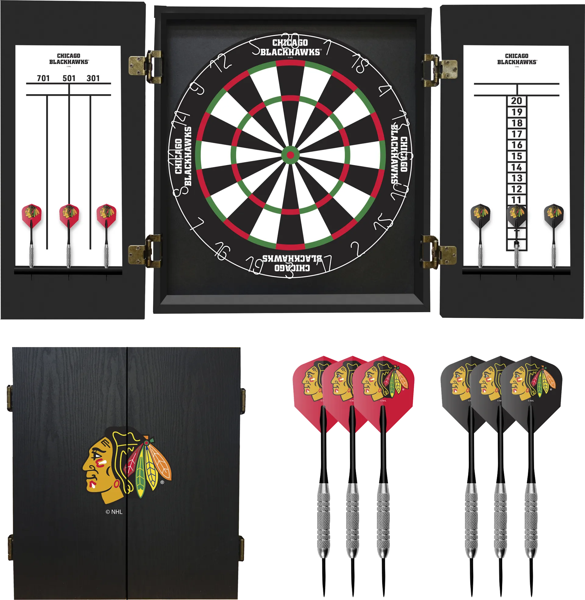 Chicago Blackhawks Black Dartboard Set - Image 1