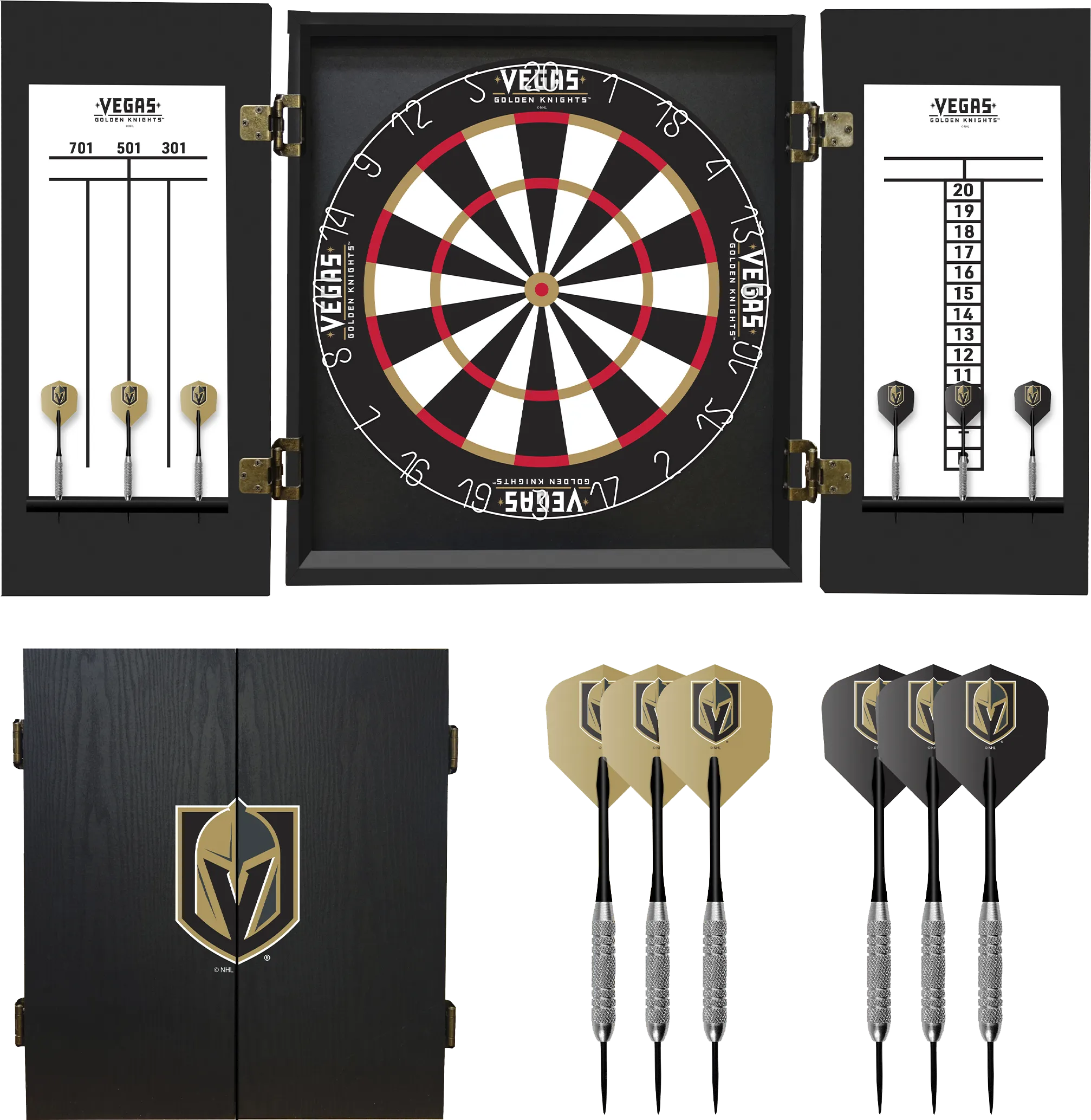 Golden Knights Black Dartboard Set - Thumbnail - Image 1