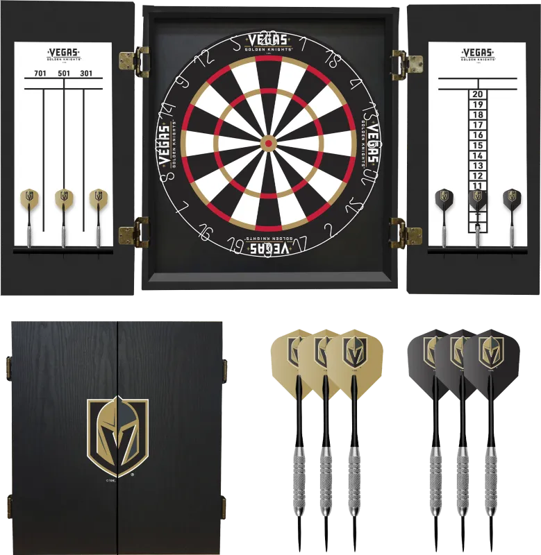 Golden Knights Black Dartboard Set