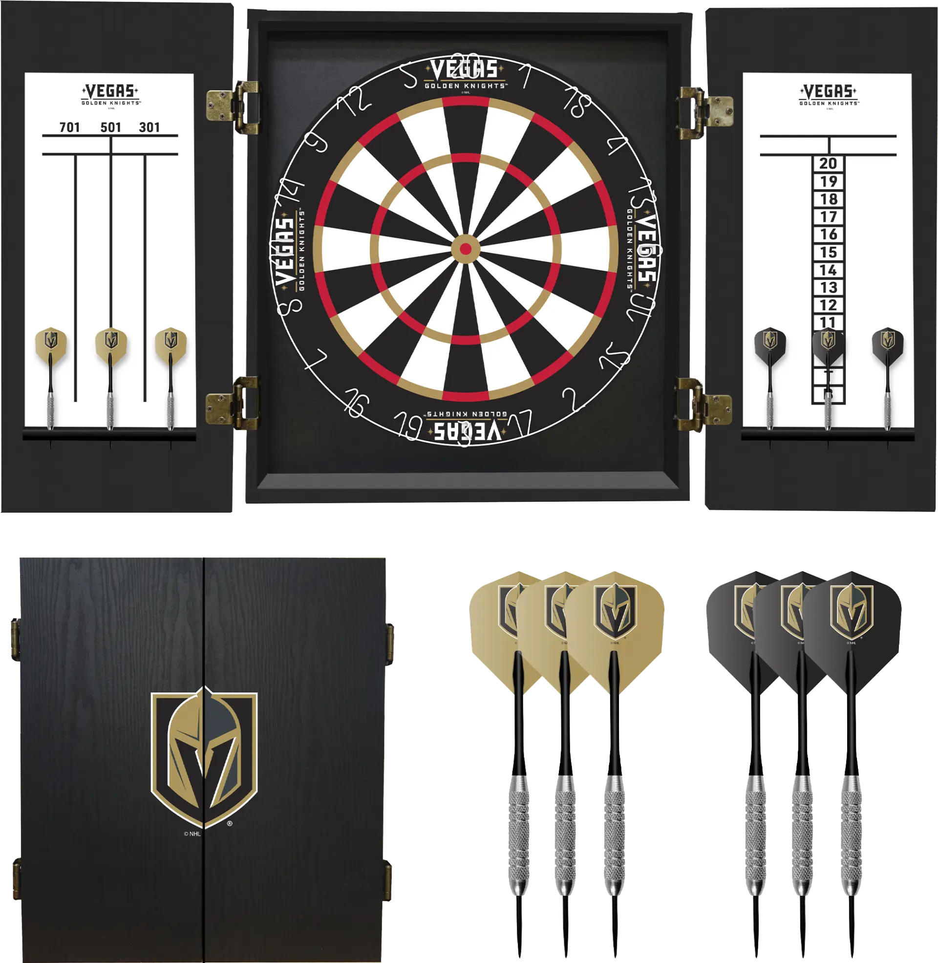 Golden Knights Black Dartboard Set
