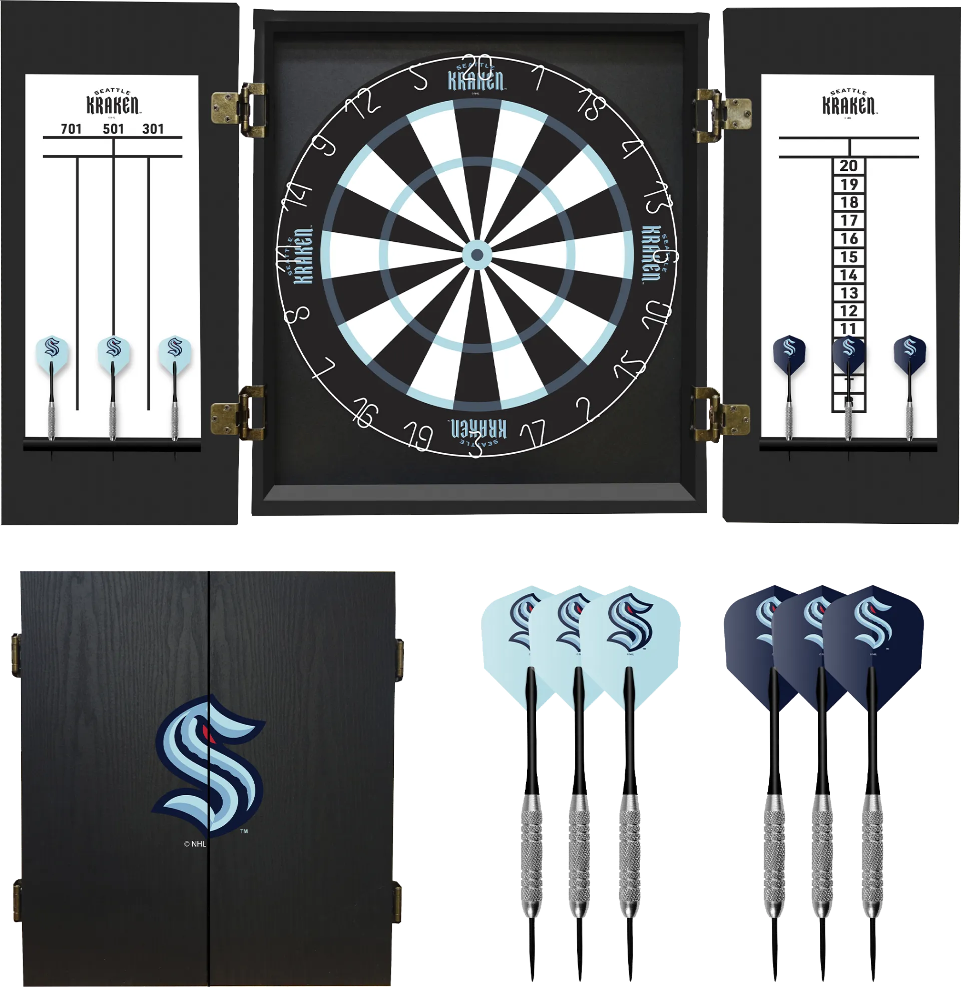 Fan's Choice Seattle Kraken Black Dartboard Set - Image 1