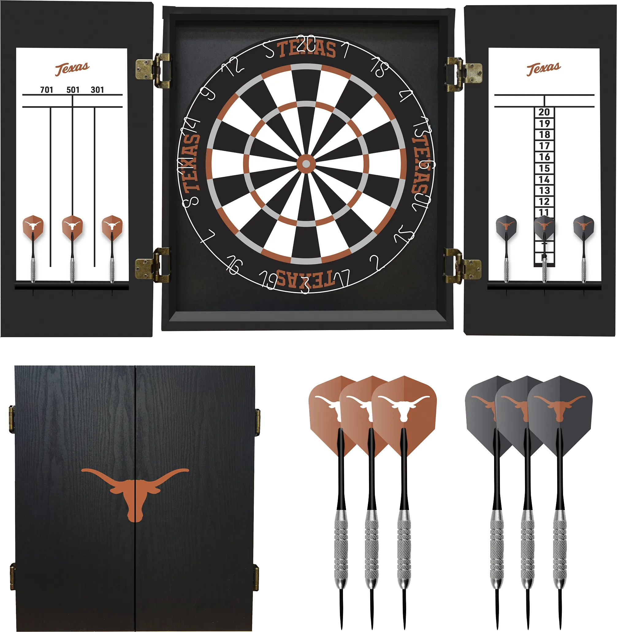 University of Texas Black Dartboard Set - Thumbnail - Image 1