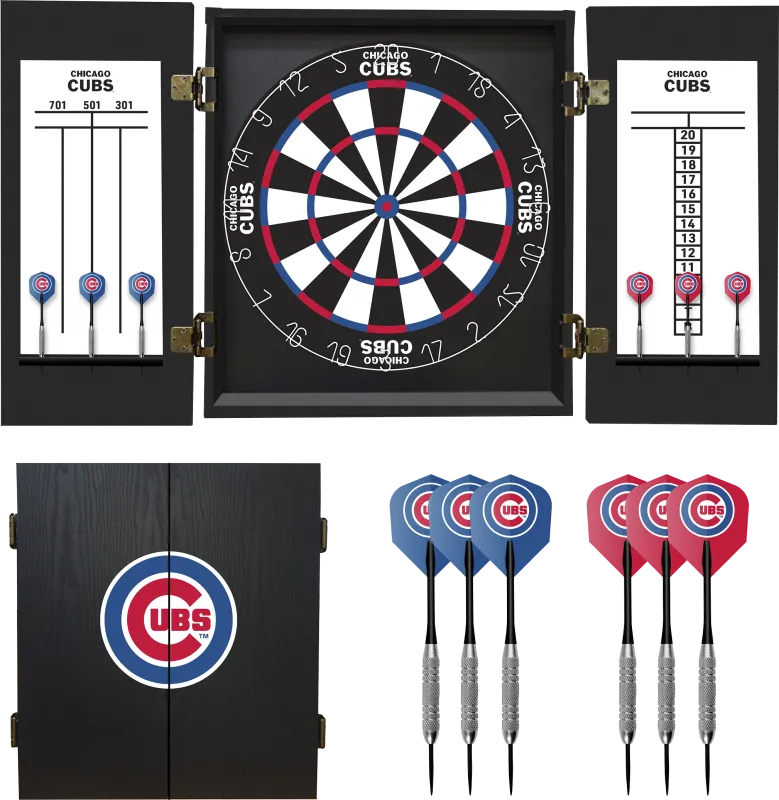 Chicago Cubs Black Dartboard Set