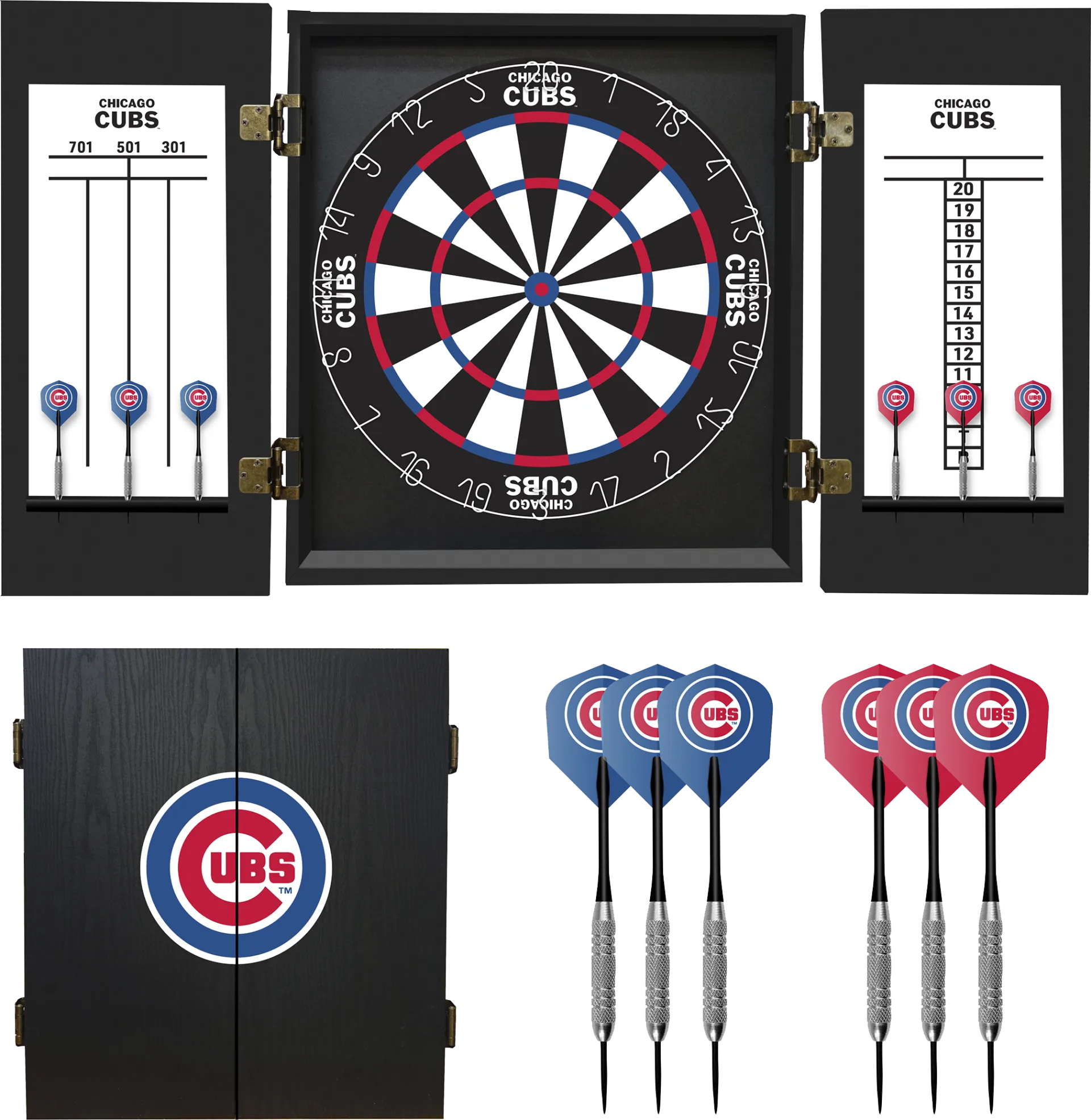 Chicago Cubs Black Dartboard Set - Image 1