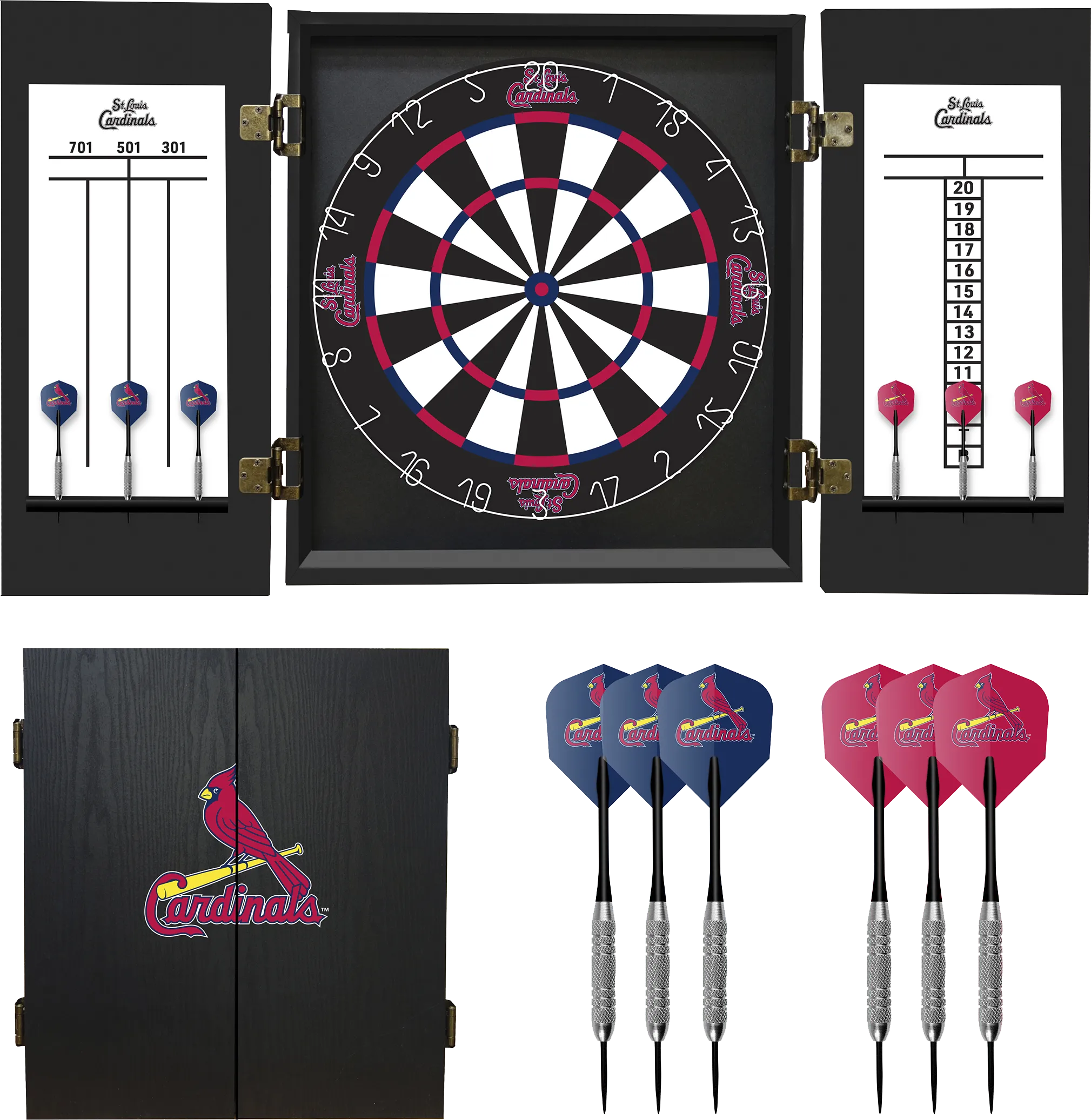 St. Louis Cardinals Black Dartboard Set - Thumbnail - Image 1