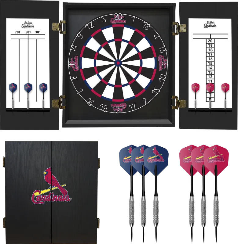 St. Louis Cardinals Black Dartboard Set
