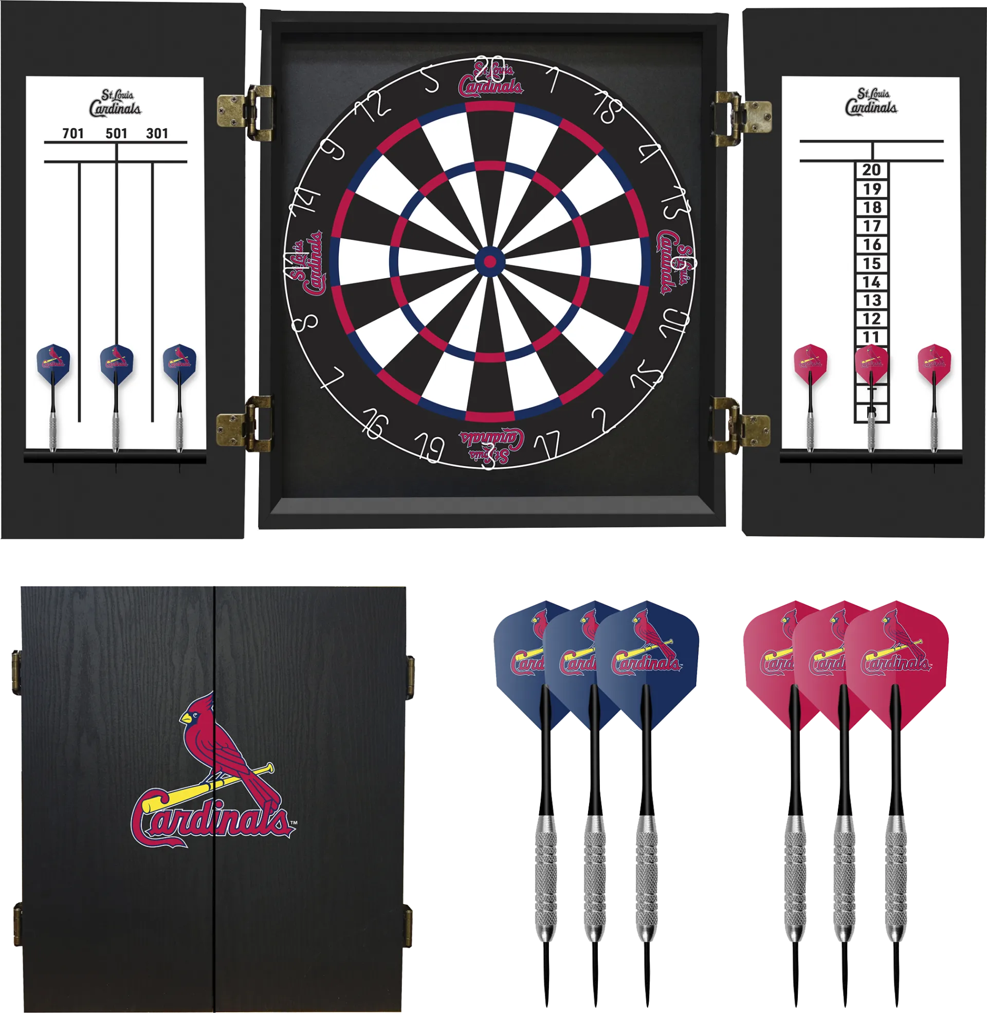 St. Louis Cardinals Black Dartboard Set - Image 1