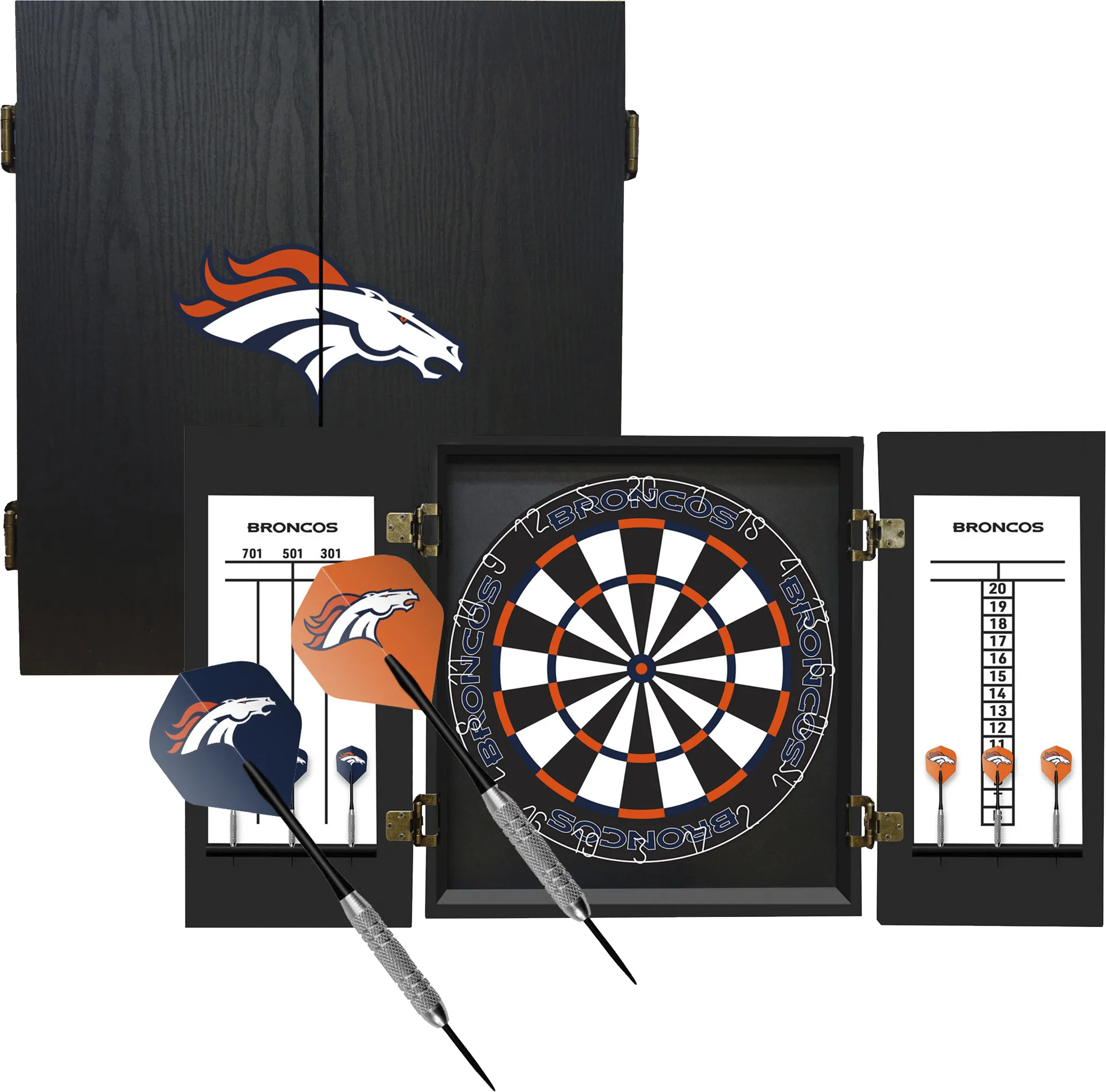 Denver Broncos Black Dartboard Set