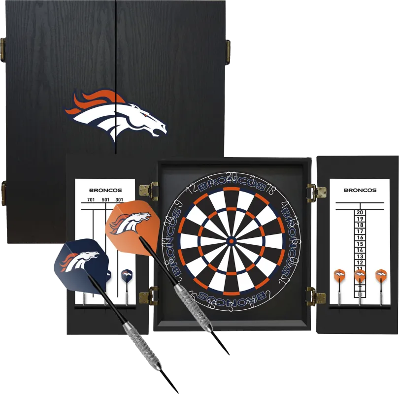 Denver Broncos Black Dartboard Set