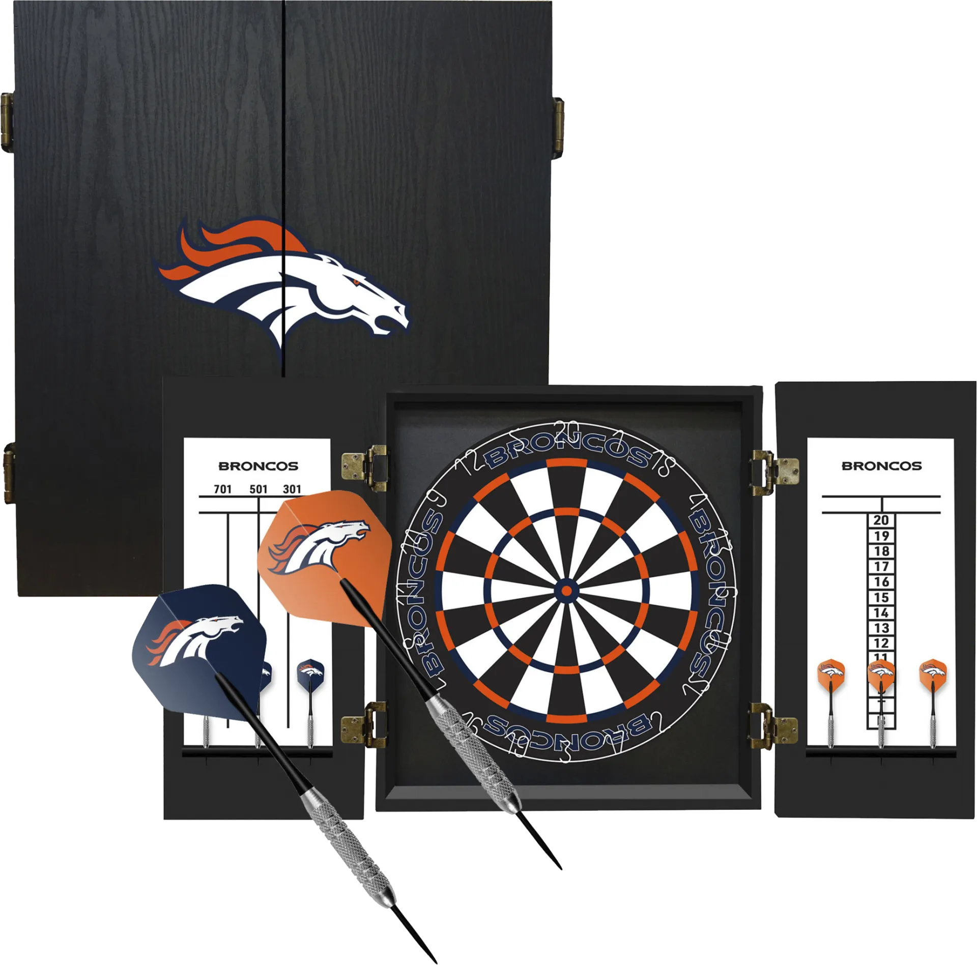 Denver Broncos Black Dartboard Set - Image 1