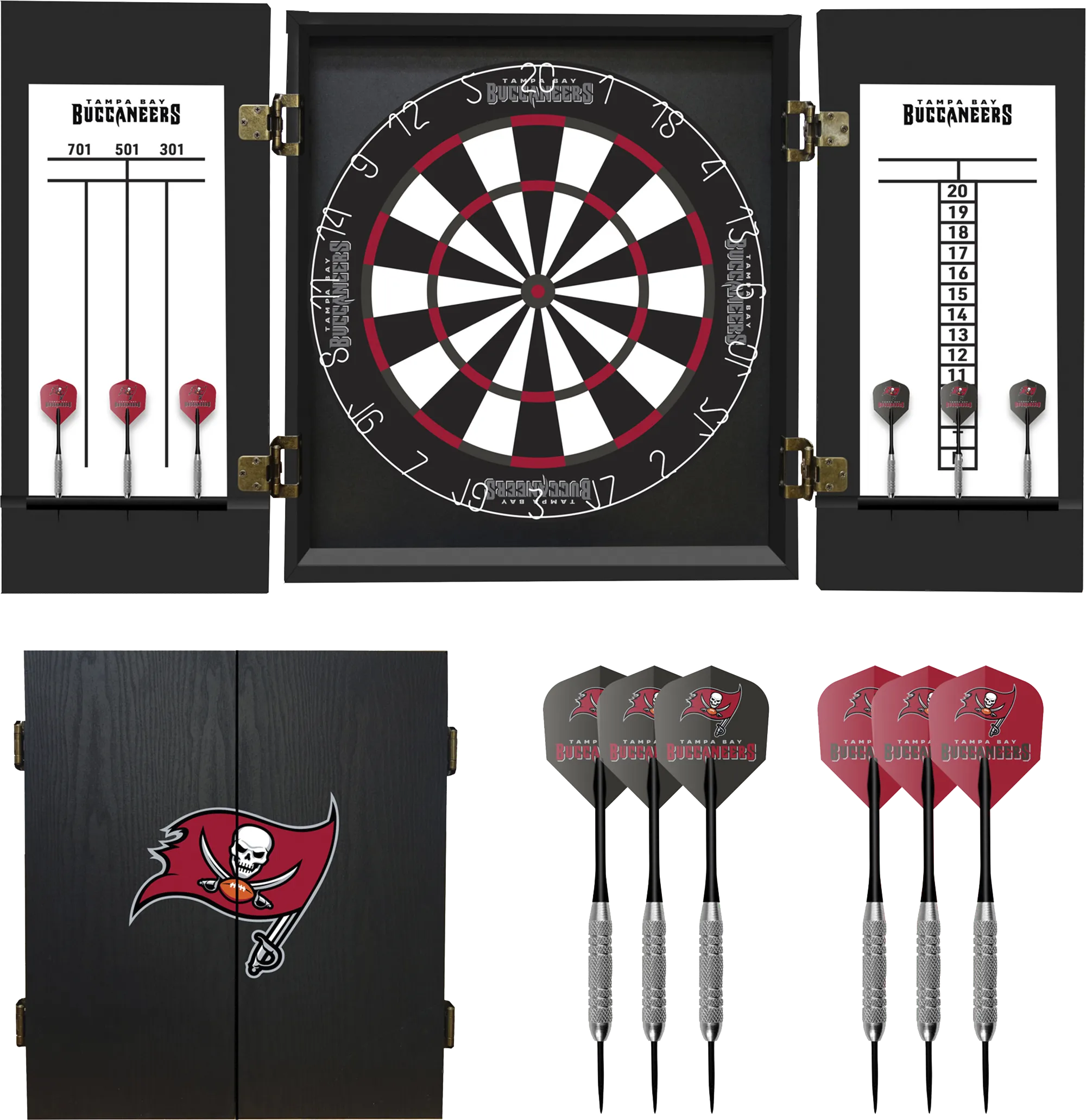 Tampa Bay Buccaneers Black Dartboard Set - Thumbnail - Image 1