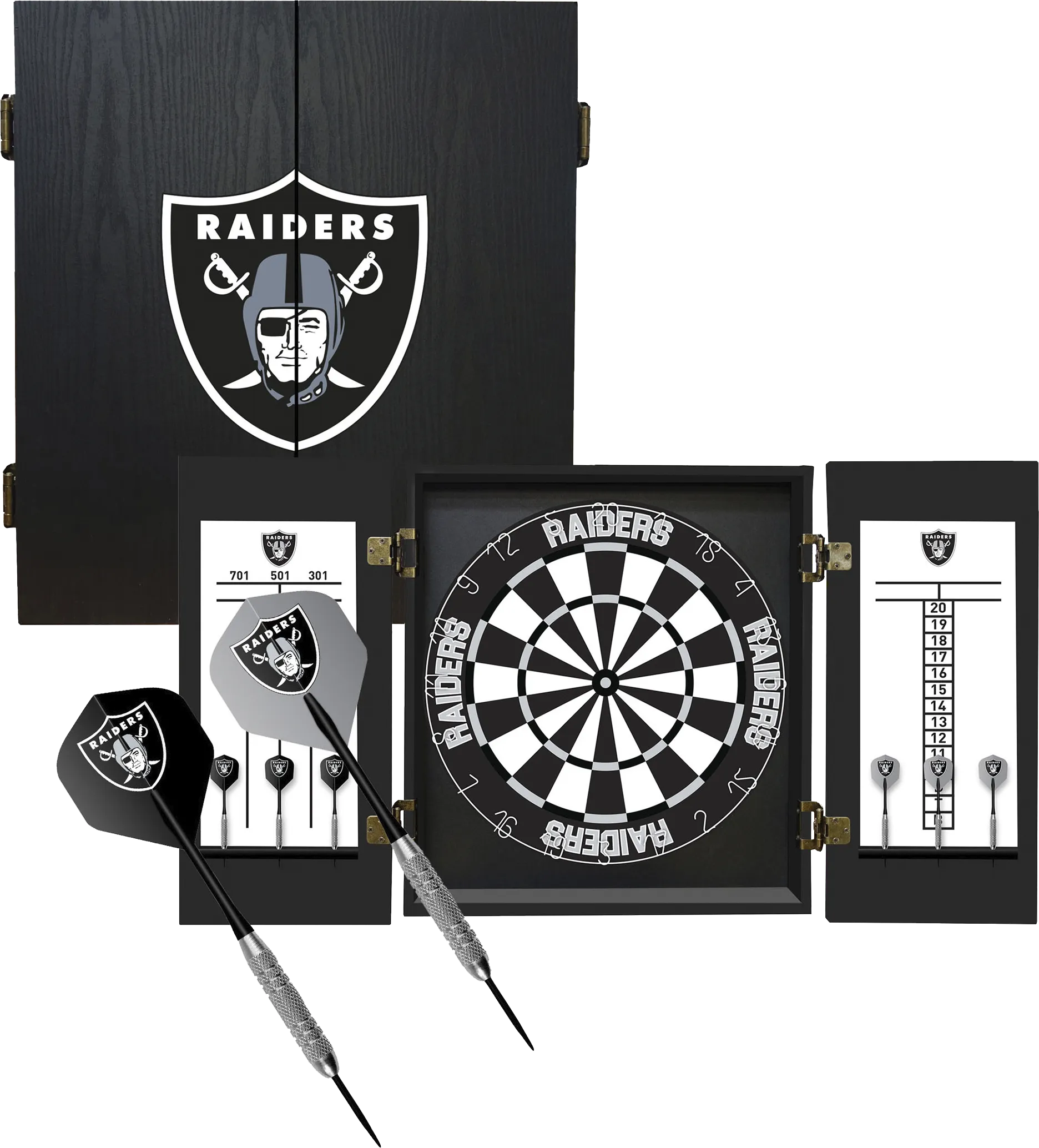 Las Vegas Raiders Black Dartboard Set - Image 1