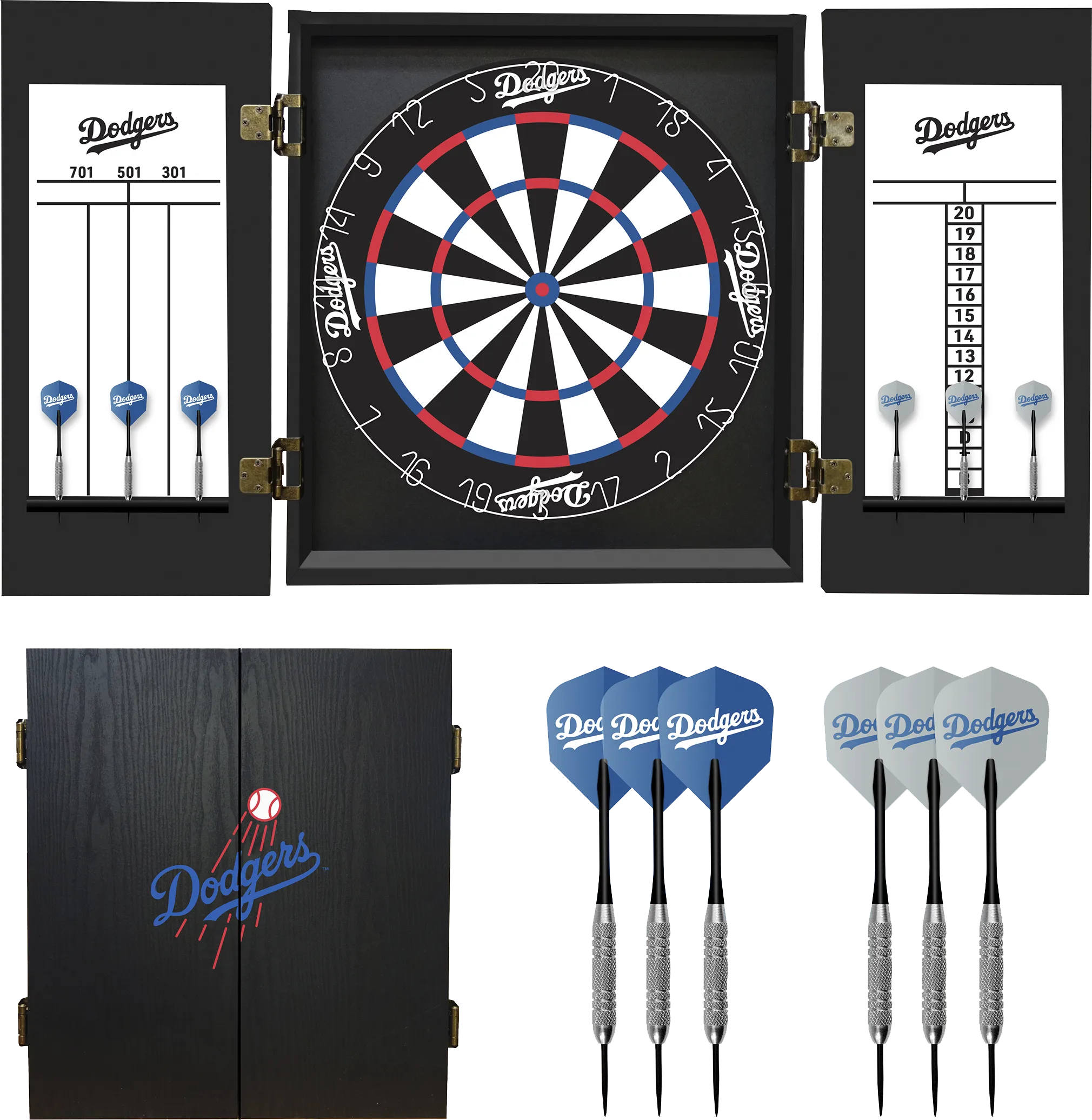 Los Angeles Dodgers Black Dartboard Set - Thumbnail - Image 1