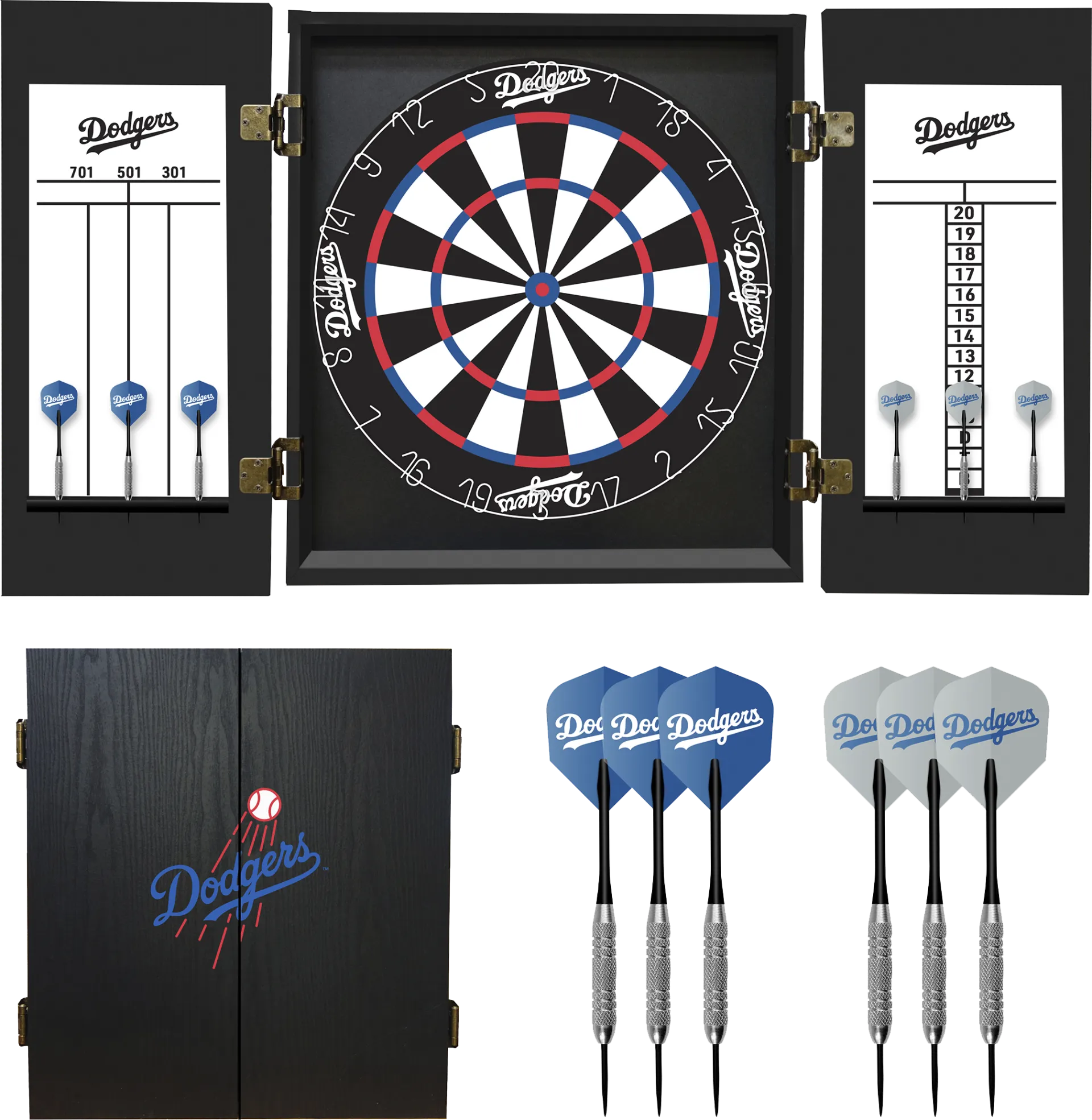 Los Angeles Dodgers Black Dartboard Set - Image 1