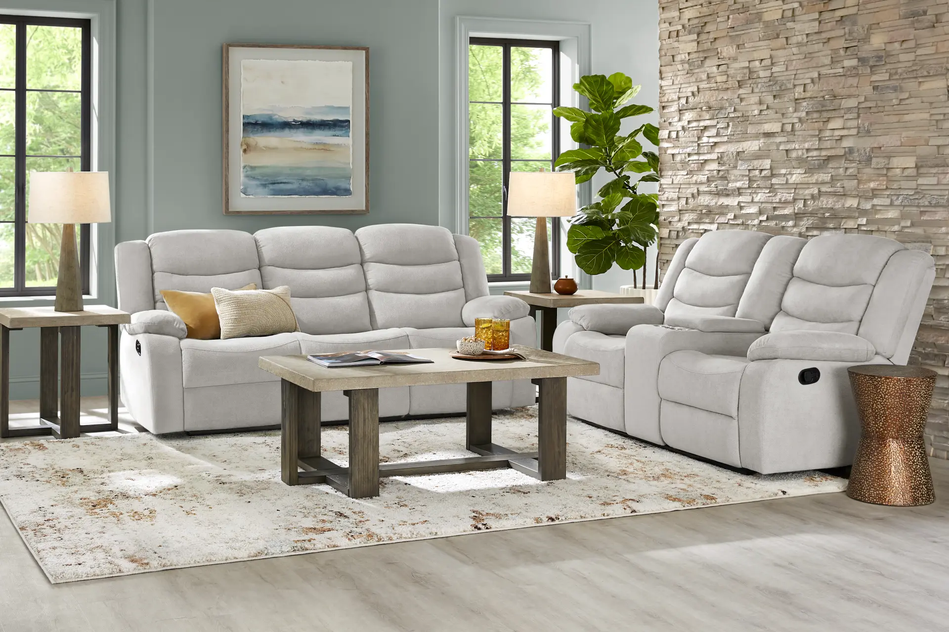 Swansea Gray 2 Pc Reclining Living Room
