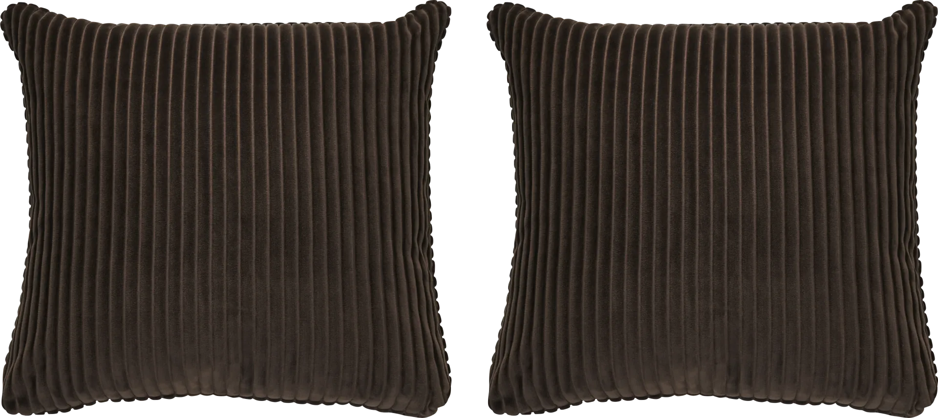 Velvet Cord Chocolate Pillow, Set of Two - Image 1