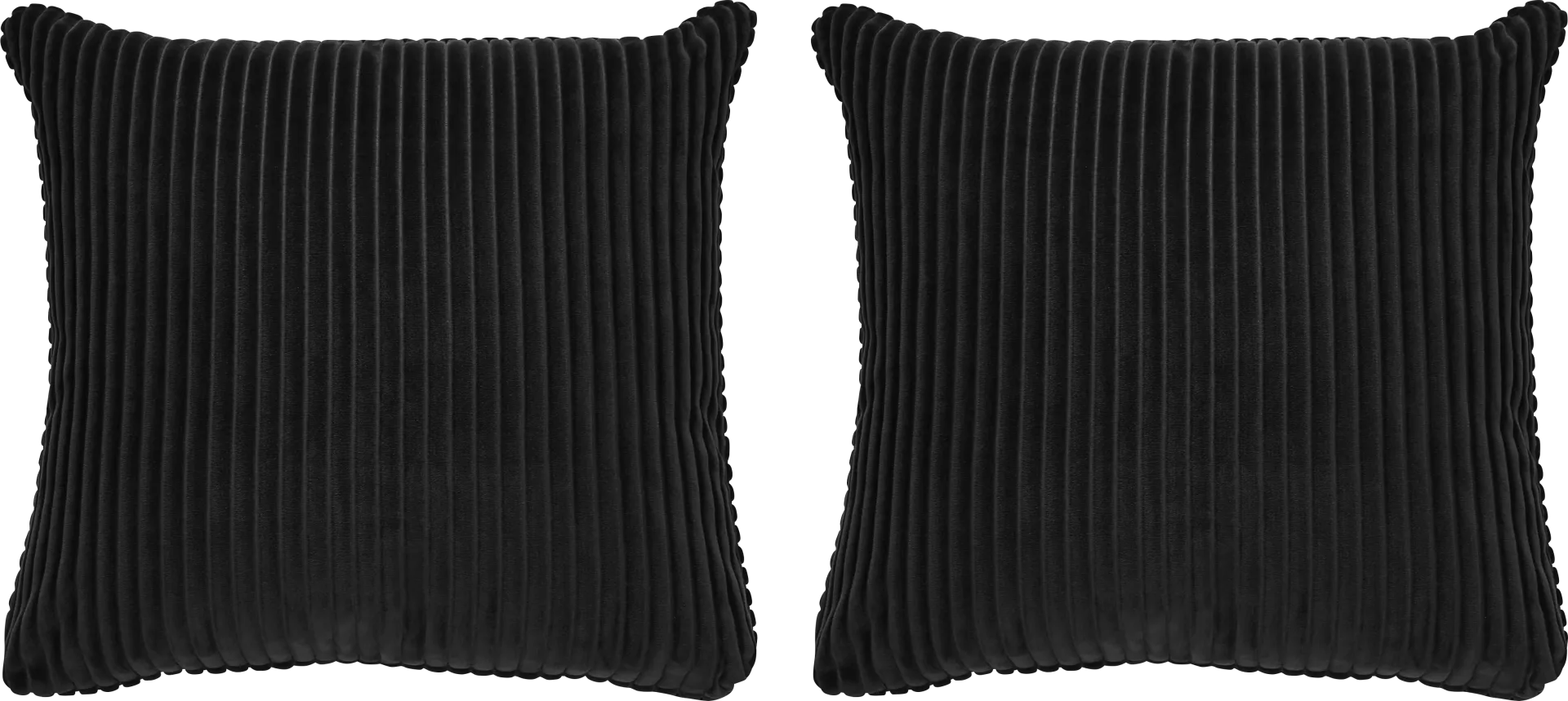 Velvet Cord Black Pillow, Set of Two - Image 1