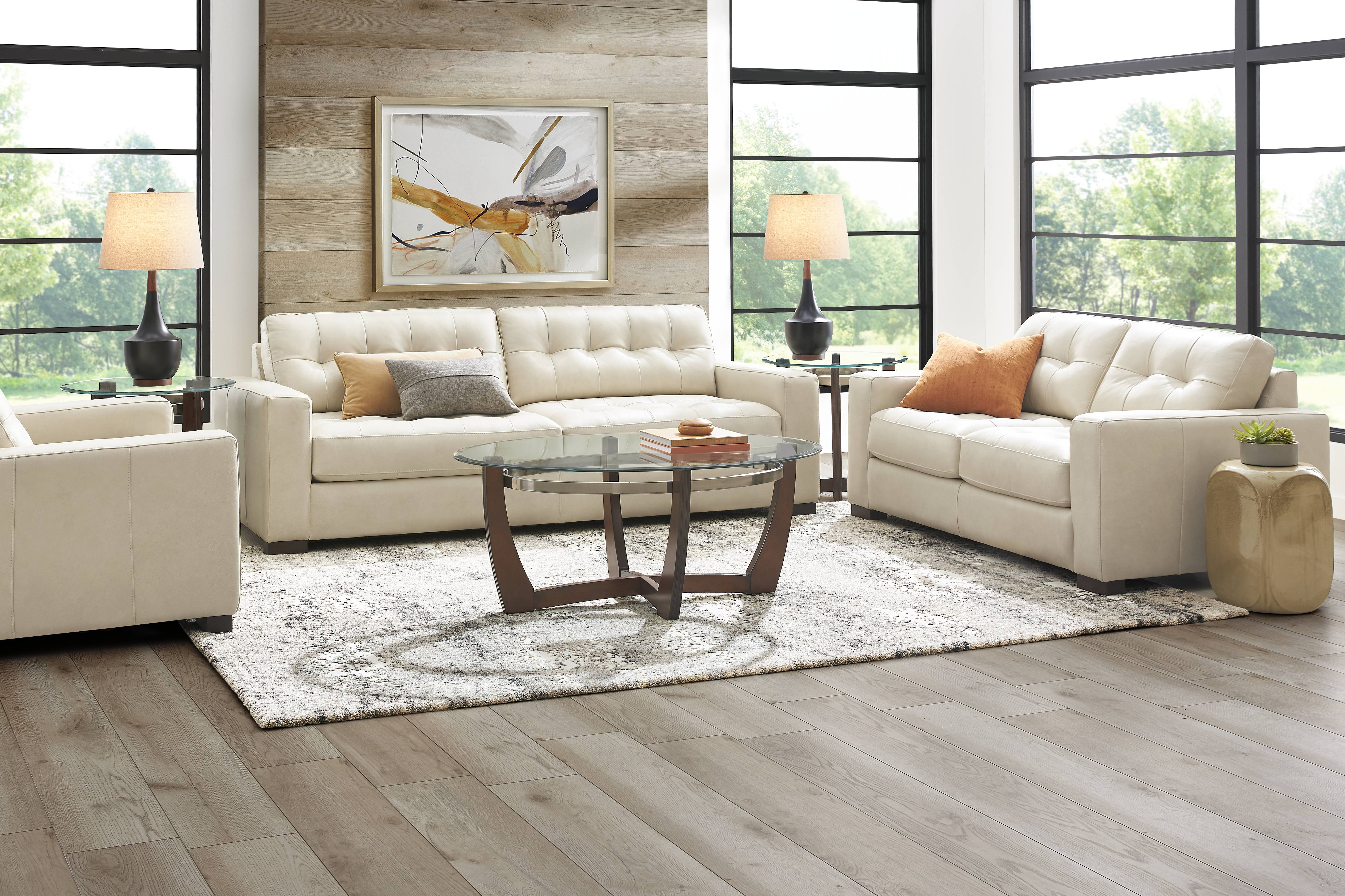 Messina Ivory Leather 8 Pc Living Room - Thumbnail - Image 1