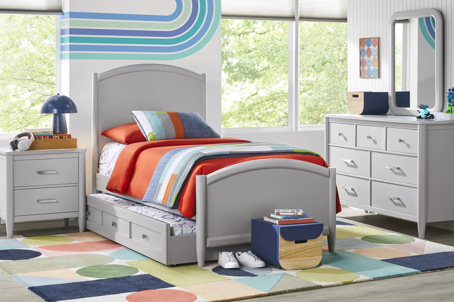 Kids Modern Colors Light Gray Mirror - Image 1