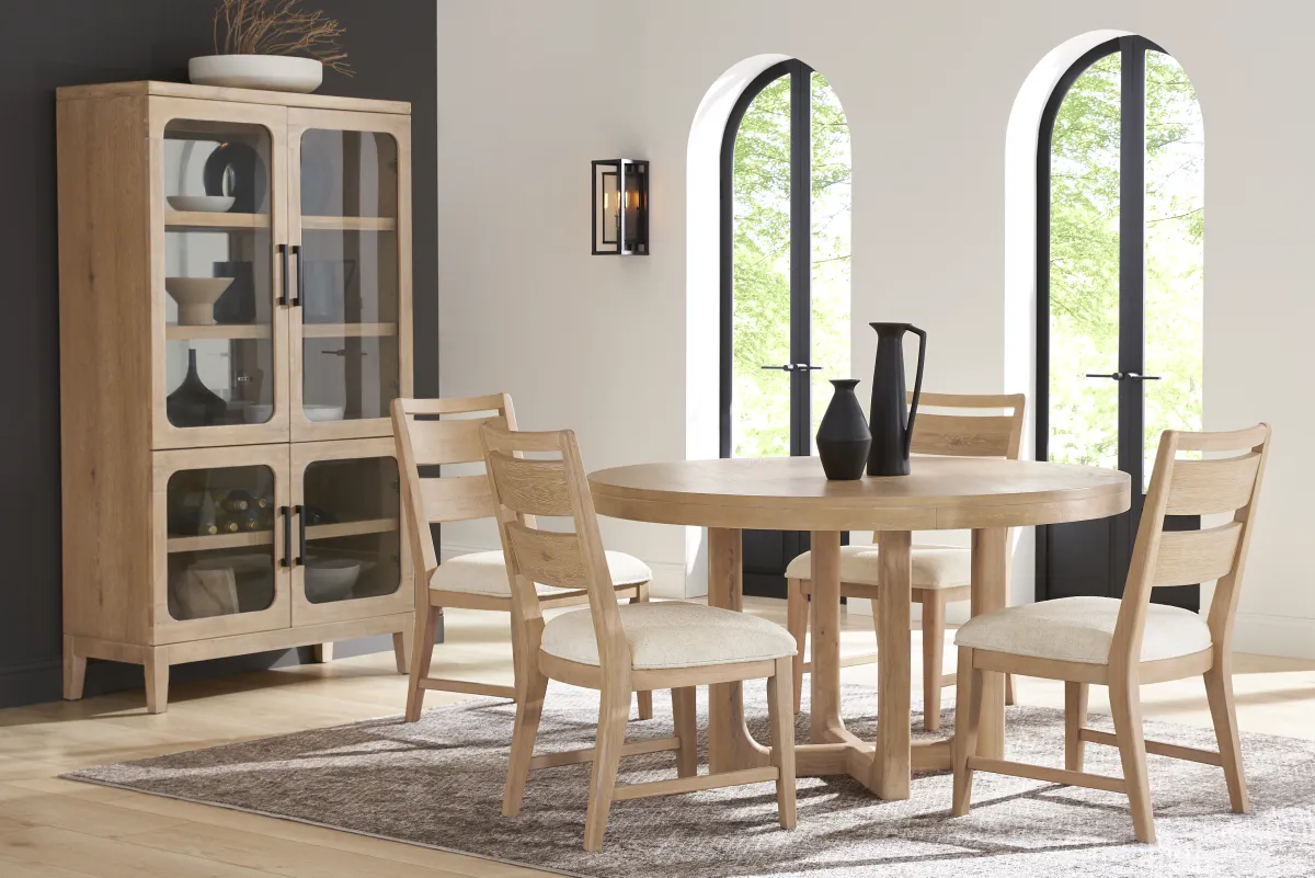 Callen Way Beige Colors,Light Wood,White Round Dining Table | Rooms to Go