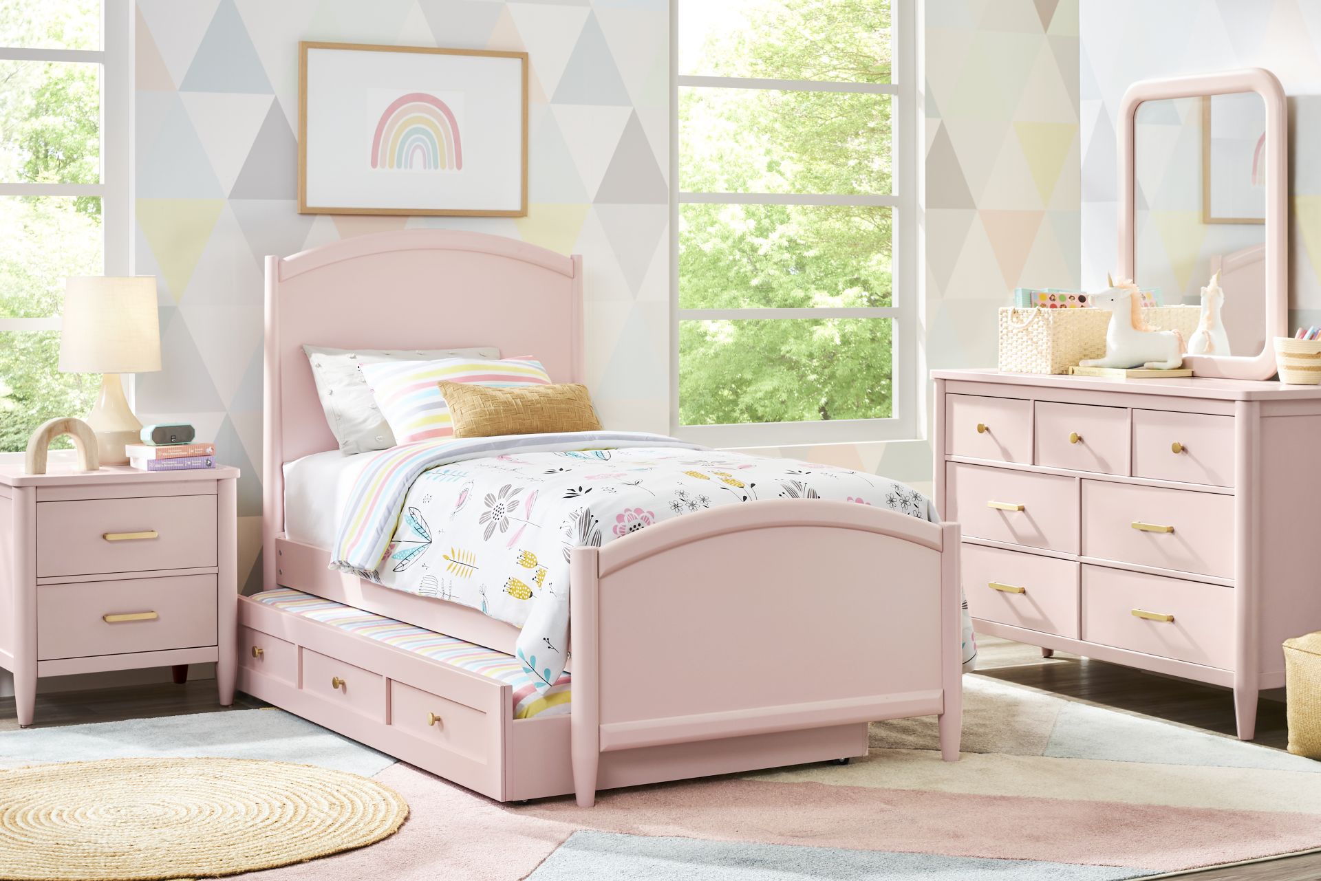 Kids Modern Colors Pink Twin XL Panel Bedroom - Image 2