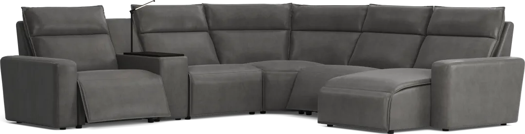 Charcoal 6 Pc Dual Power Reclining ModularTwo