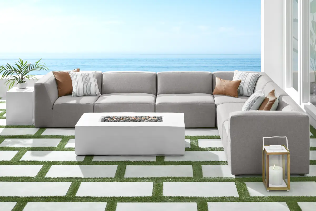 Calay 6 Pc Outdoor Sectional With Ash Slipcovers