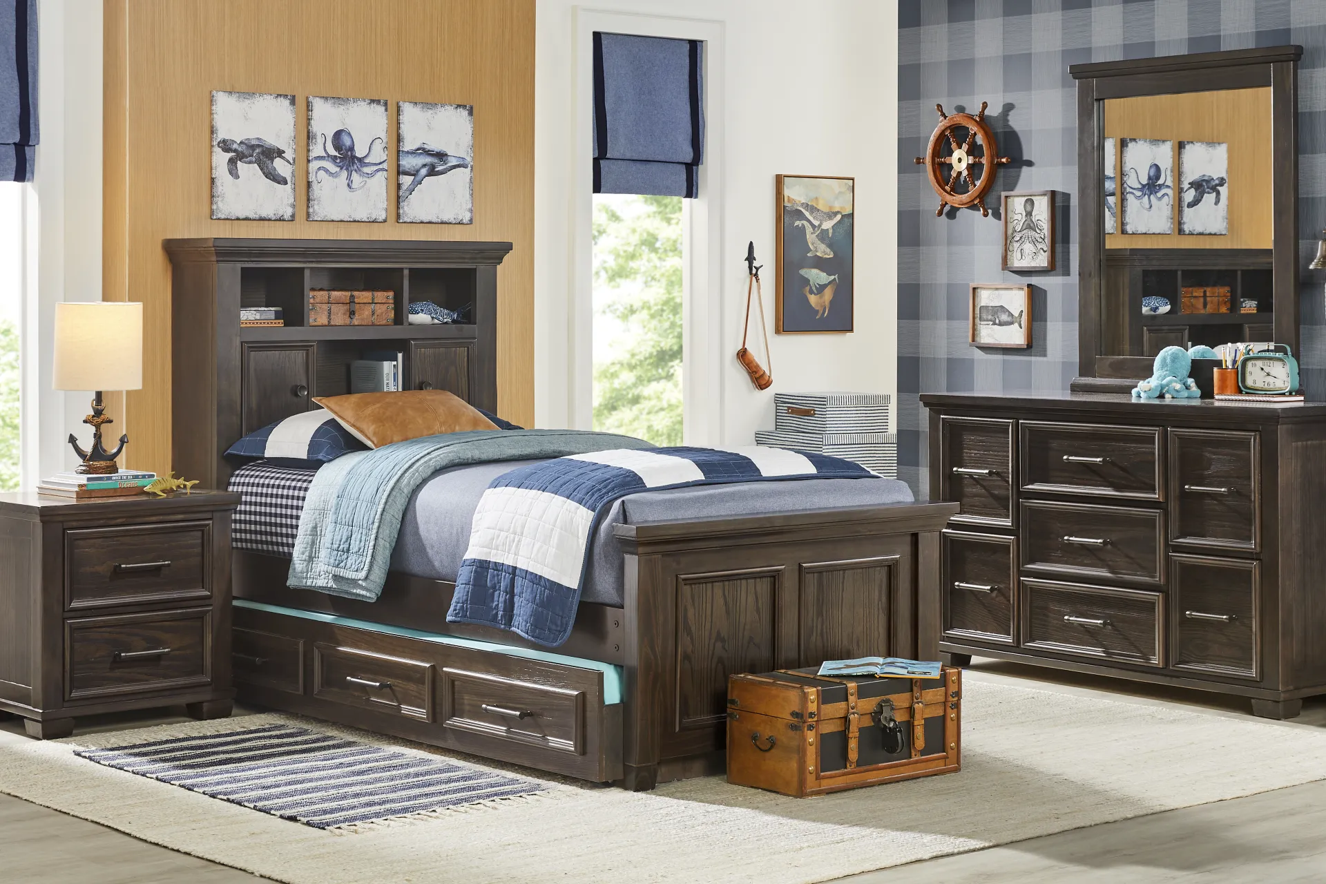 Kids Canyon Lake Java Twin Bookcase Bed - Image 1