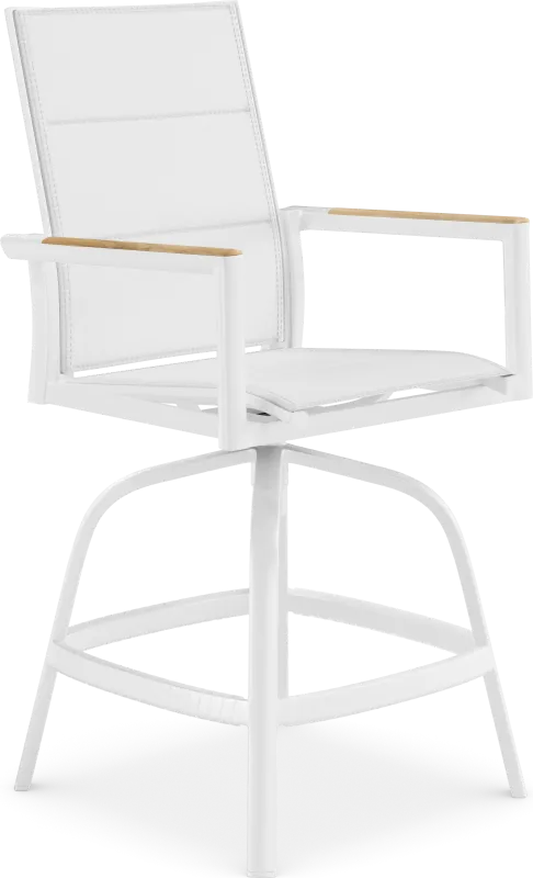 Solana White Outdoor Swivel Balcony Stool