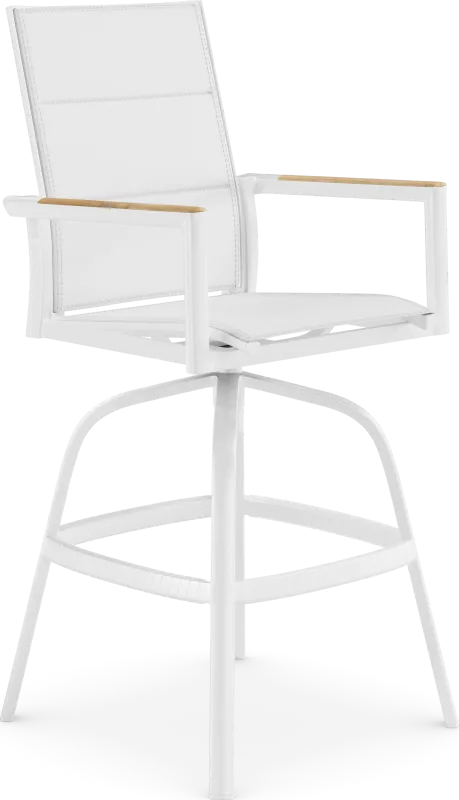 Solana White Outdoor Swivel Barstool