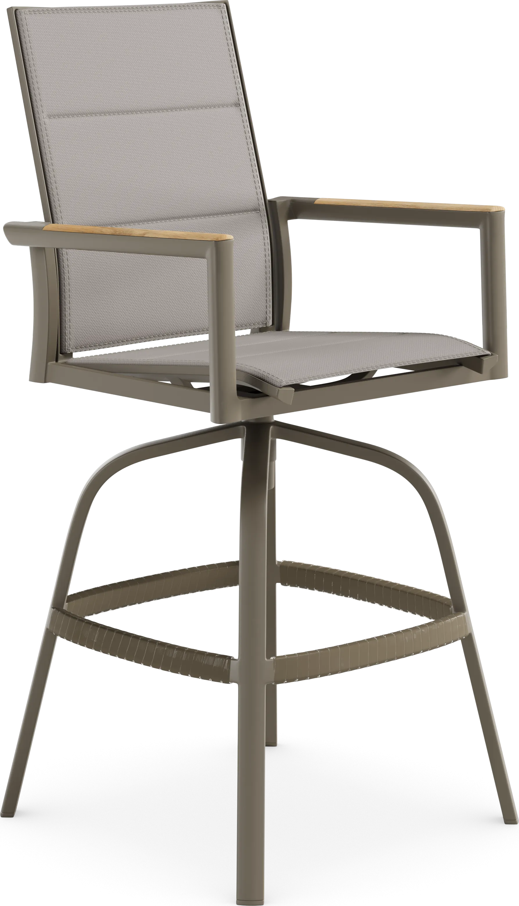 Solana Taupe Outdoor Swivel Barstool - Image 1