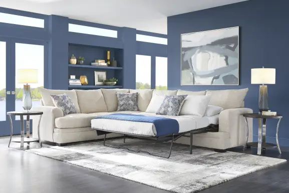 Copley Court Parchment 2 Pc Gel Foam Sleeper Sectional