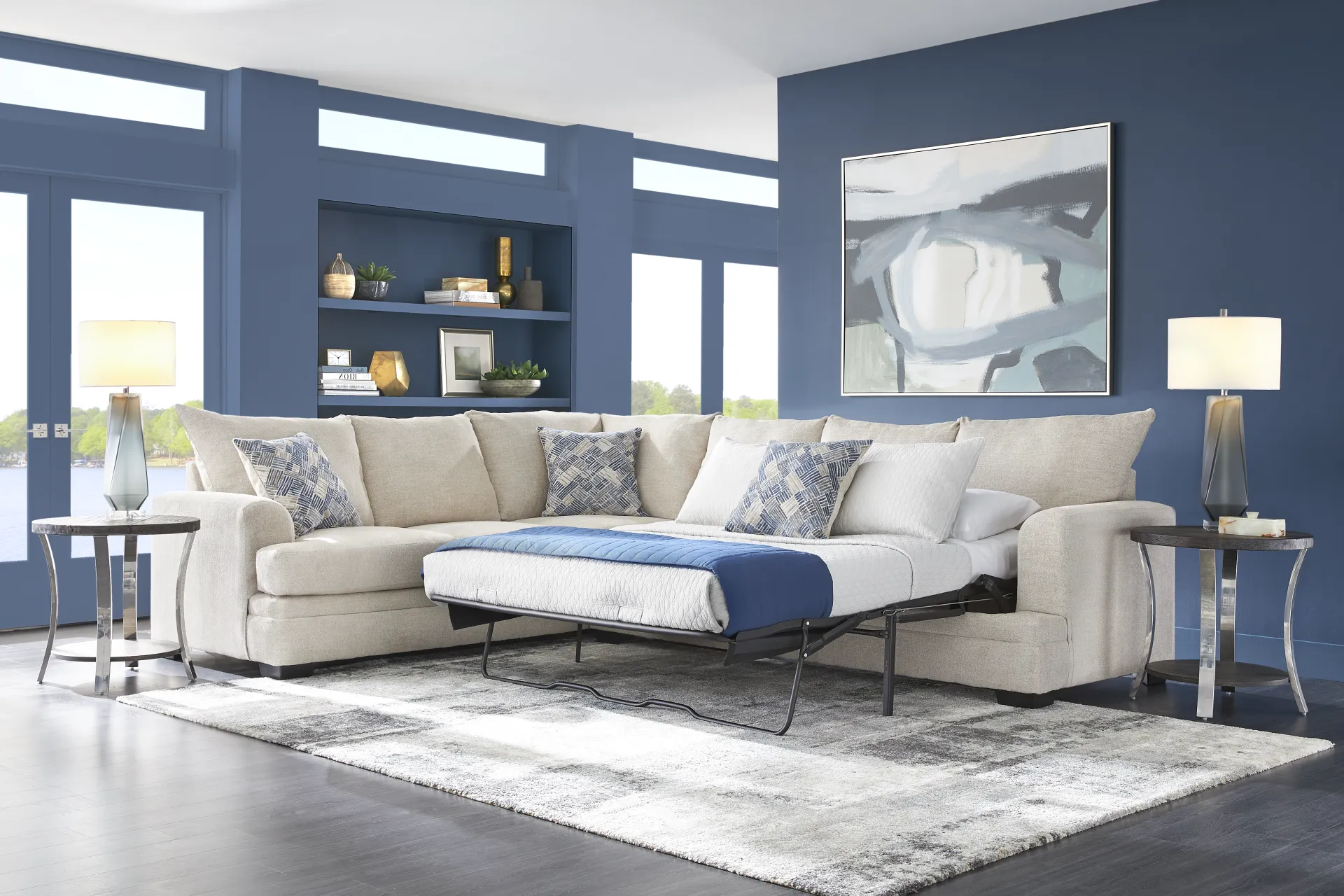 Copley Court Parchment 2 Pc Sleeper Sectional - Image 1