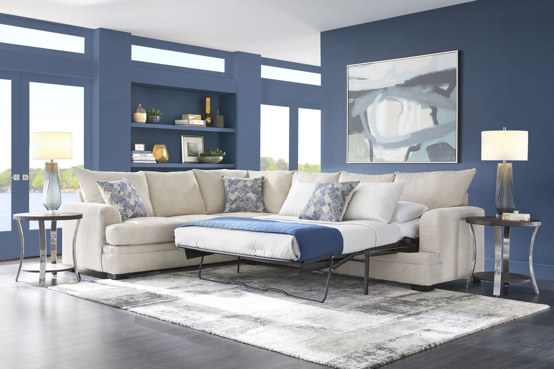 Copley Court Parchment 2 Pc Gel Foam Sleeper Sectional - Image 2