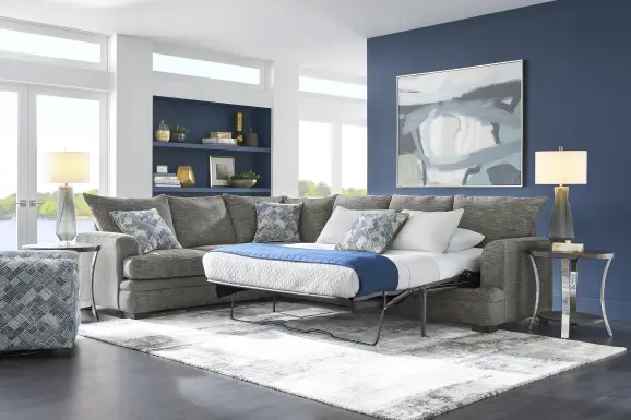 Copley Court Pewter 2 Pc Gel Foam Sleeper Sectional