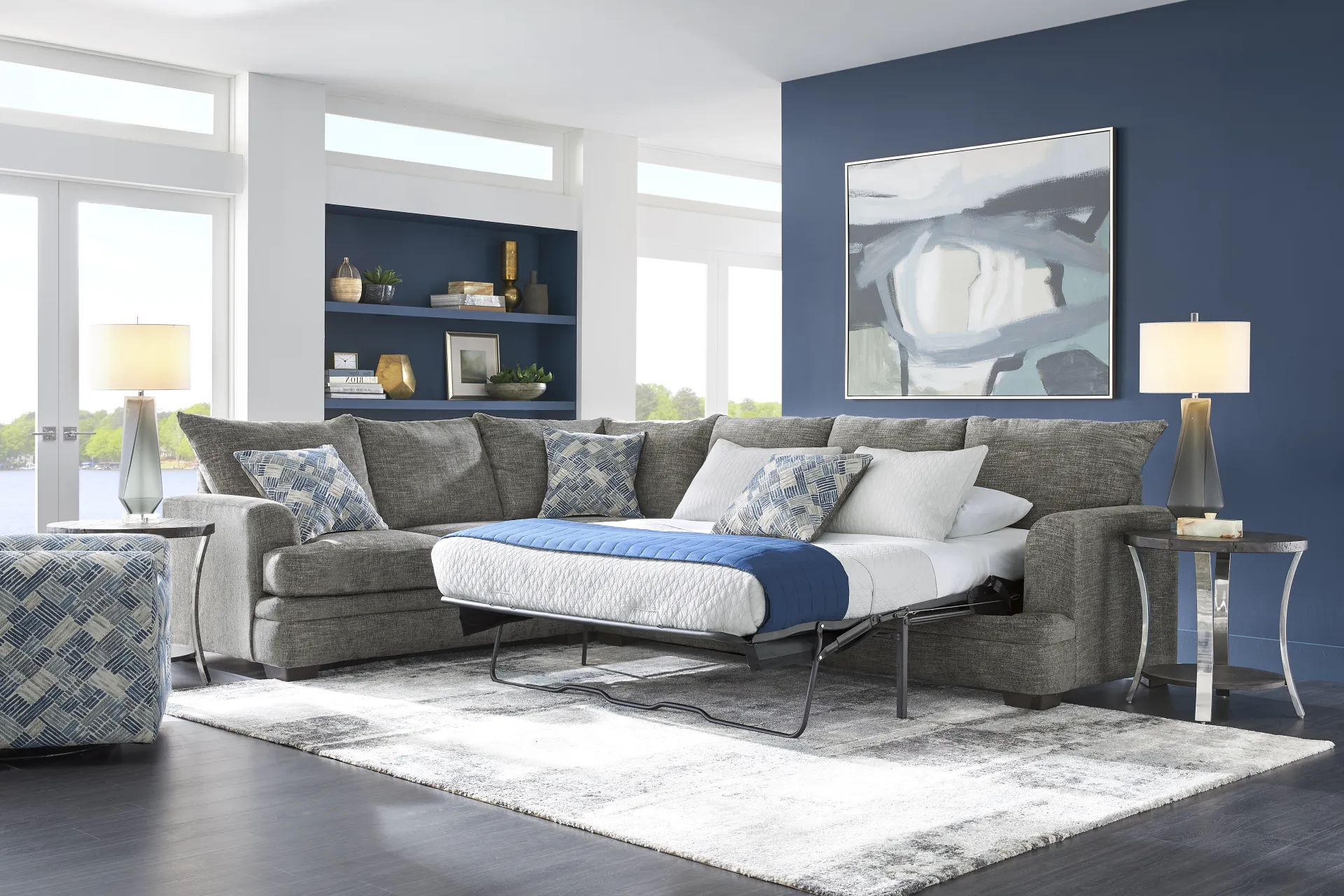 Copley Court Pewter 2 Pc Sleeper Sectional - Image 1