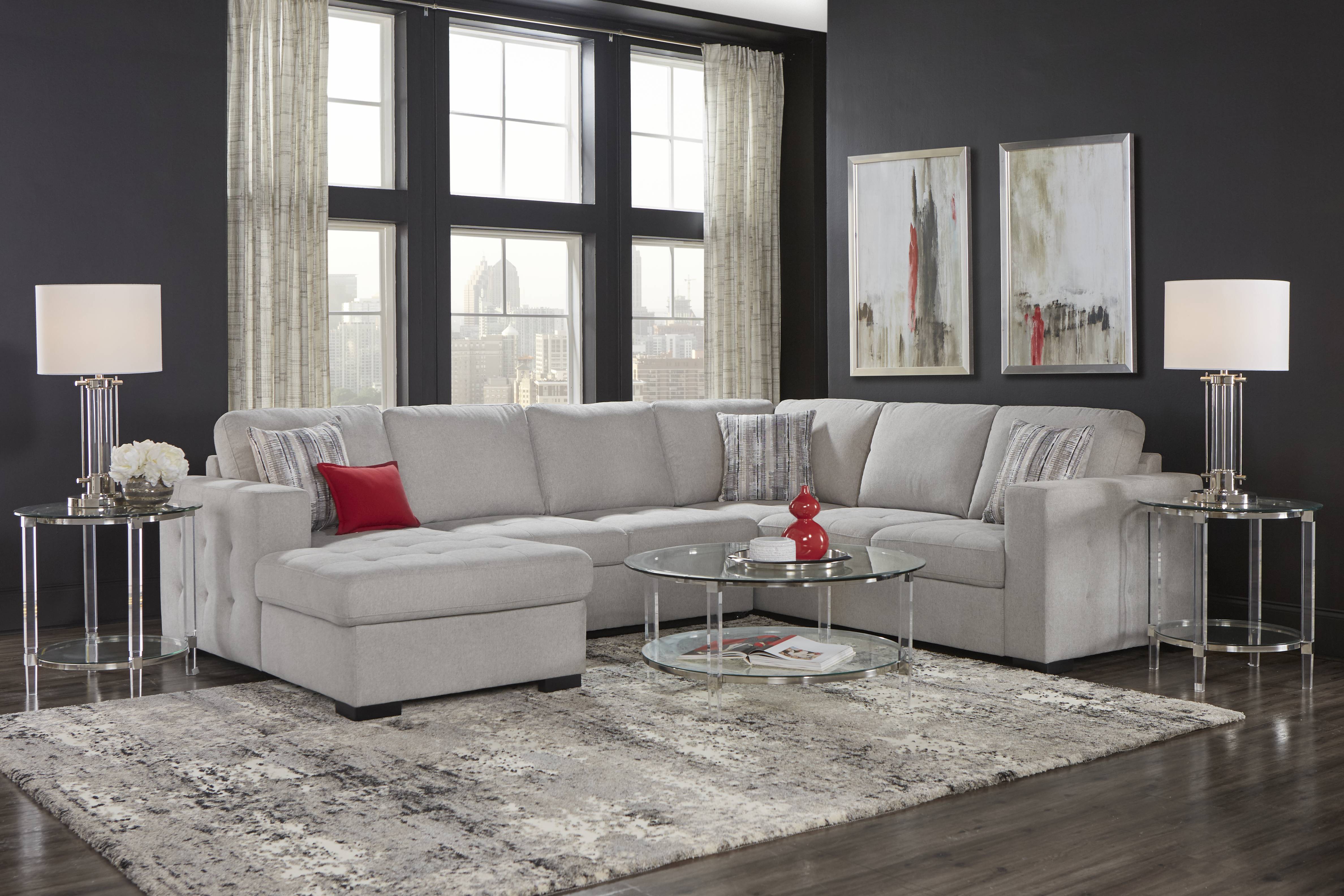 Angelino Heights Gray 3 Pc Sleeper Sectional - Thumbnail - Image 2