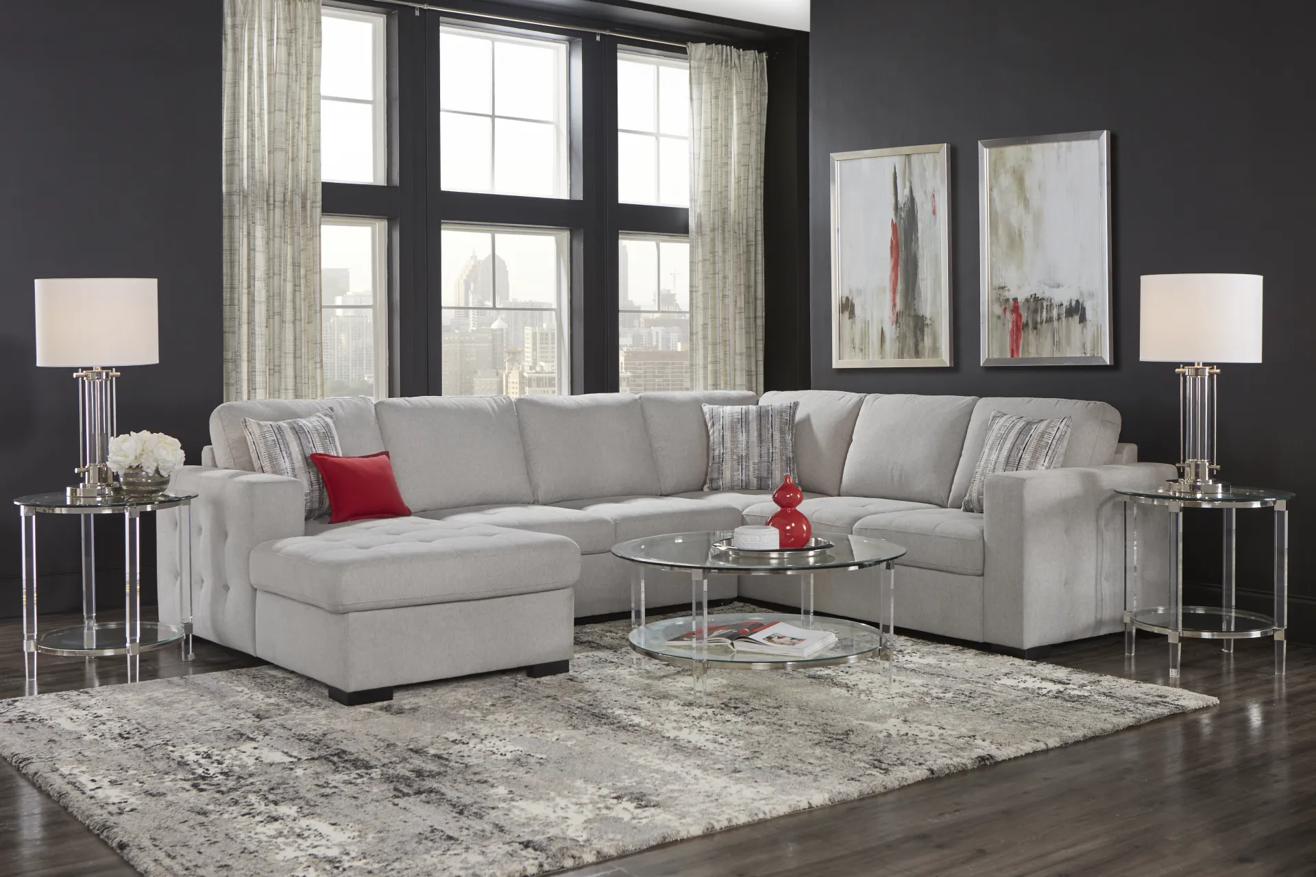 Angelino Heights Gray 3 Pc Sleeper Sectional - Image 1