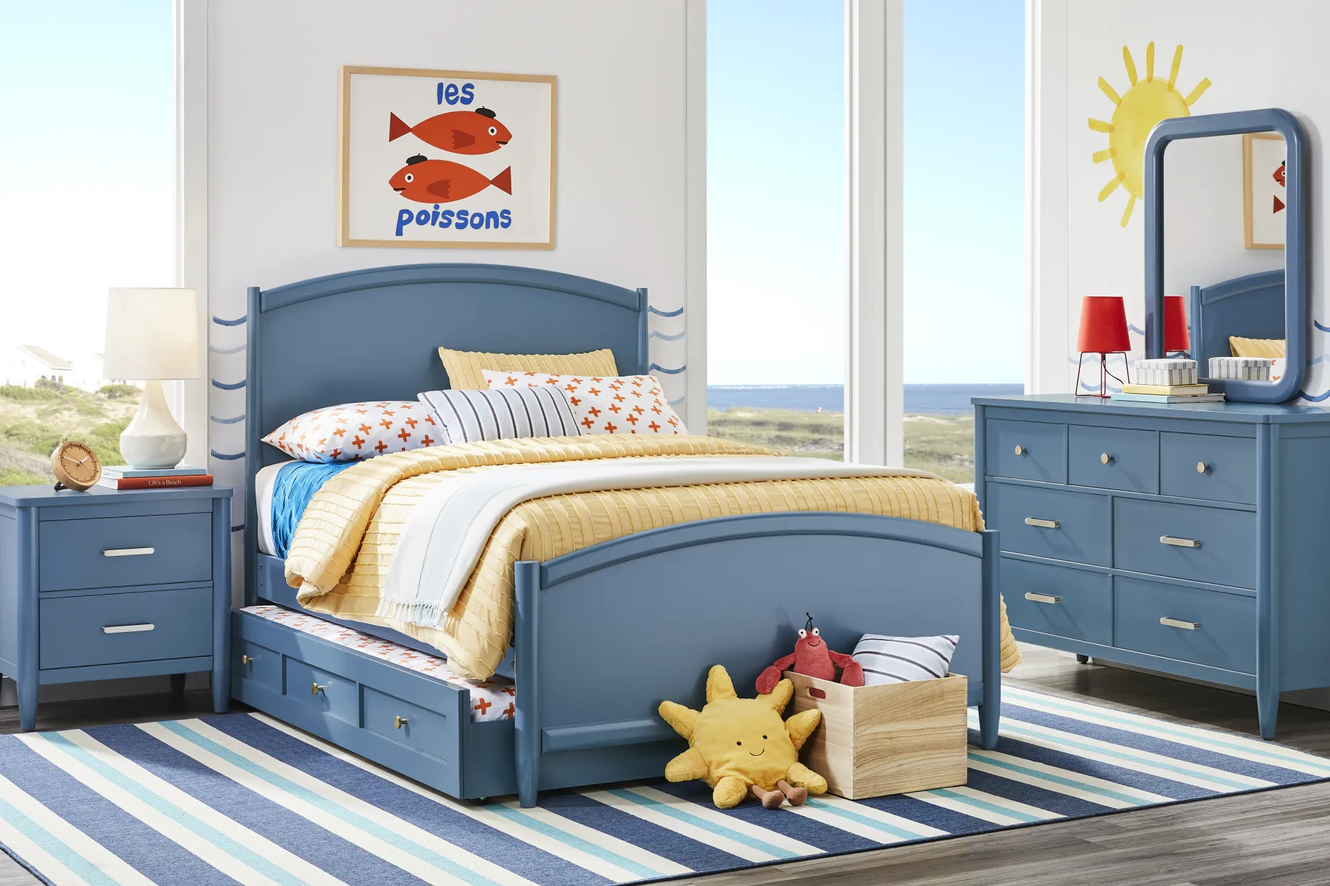 Kids Modern Colors Slate Blue Full Panel Bed - Image 1