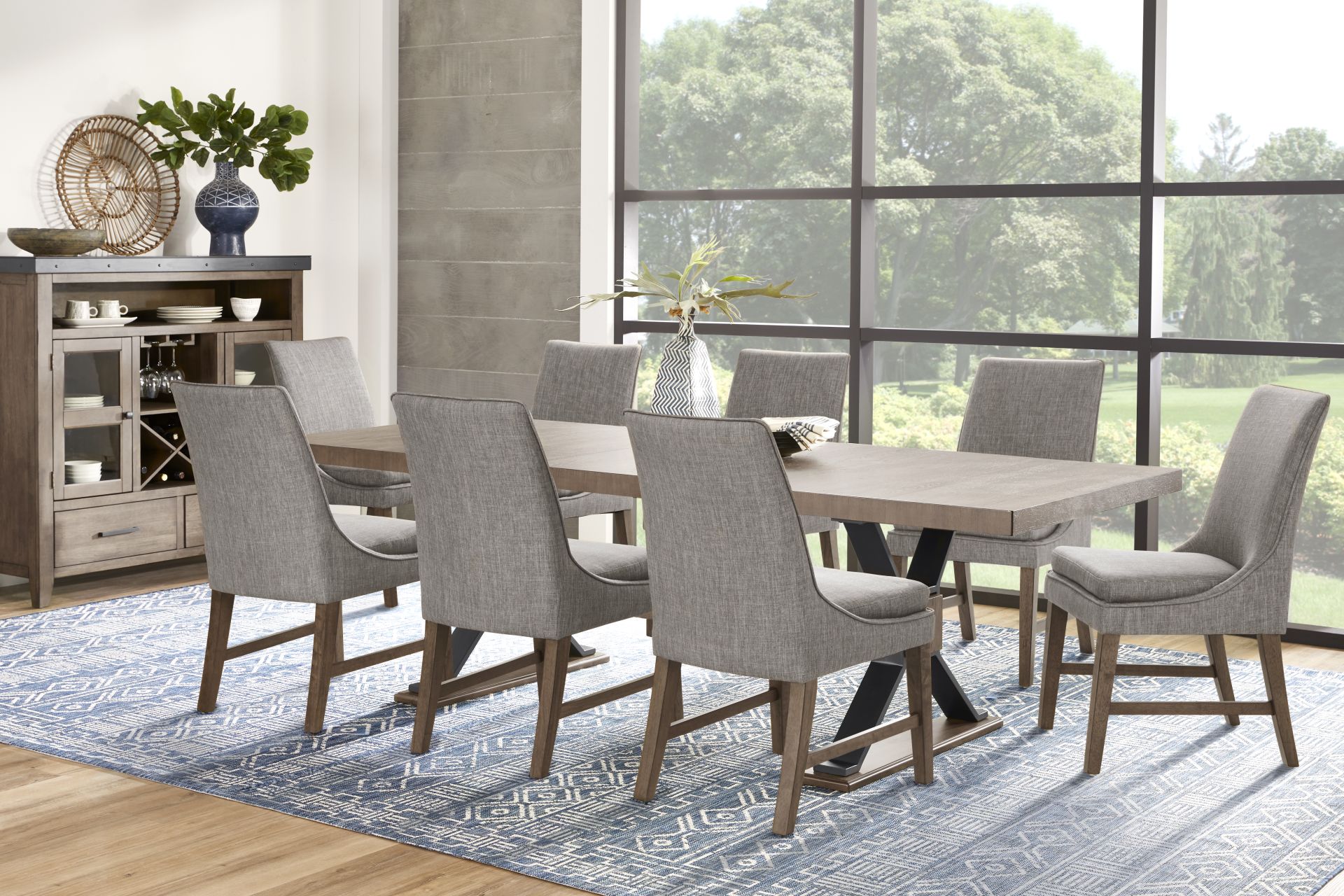 Hazelnut Woods Brown 5 Pc Dining Room with Upholstered Chairs - Image 1
