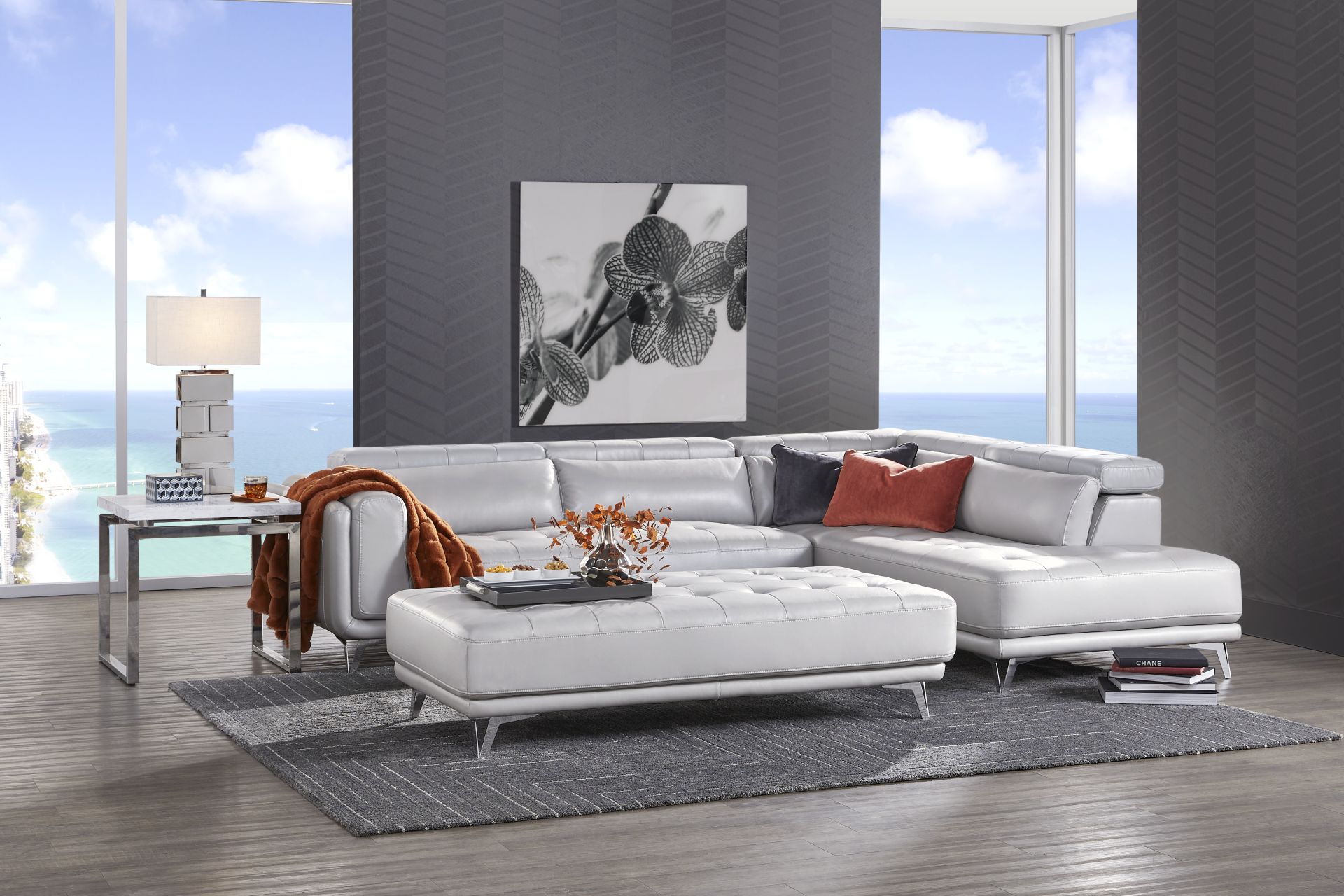 Hudson Heights Platinum 5 Pc Sectional Living Room - Image 1