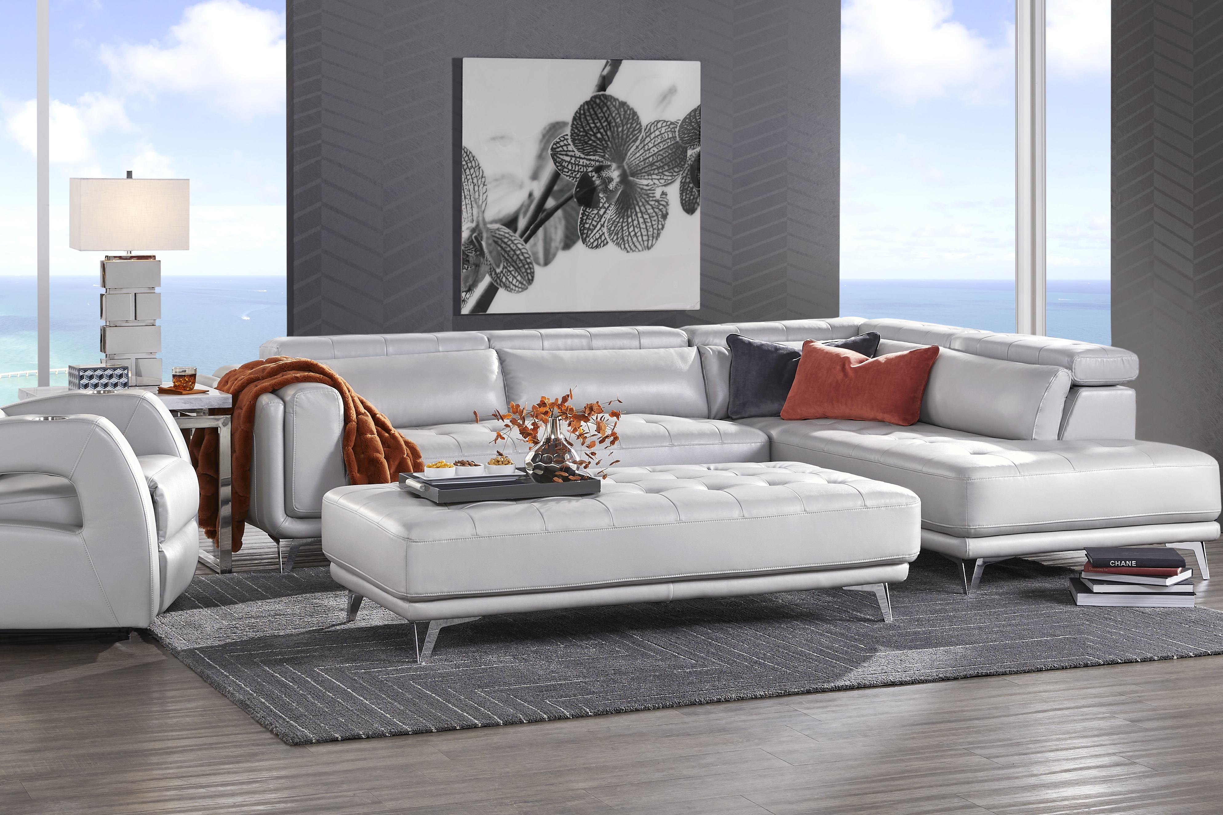 Hudson Heights Platinum 6 Pc Sectional Living Room - Thumbnail - Image 1