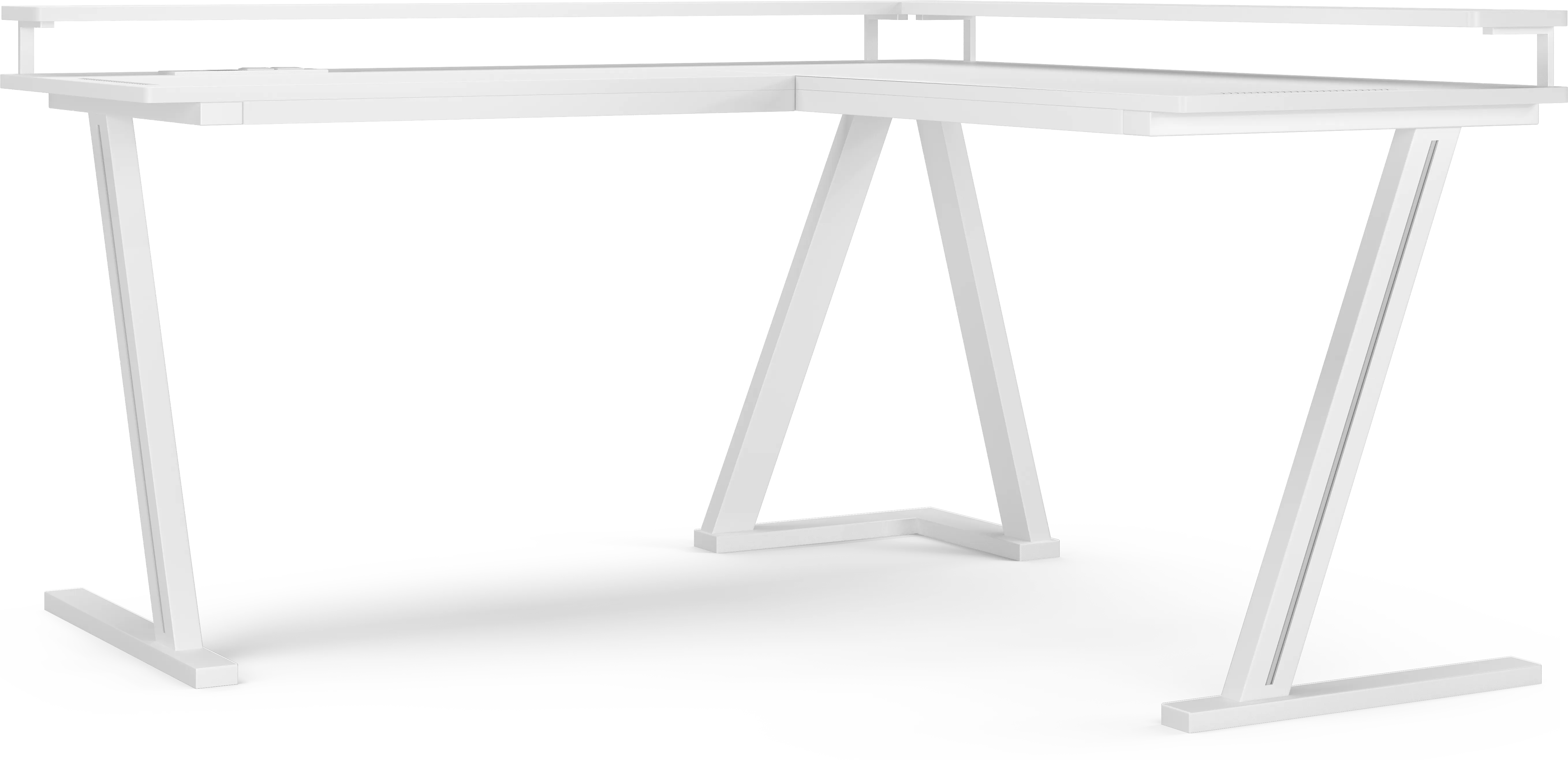 Kids Carbon Optix White L-Shaped Computer Desk with LED Lights - Thumbnail - Image 1