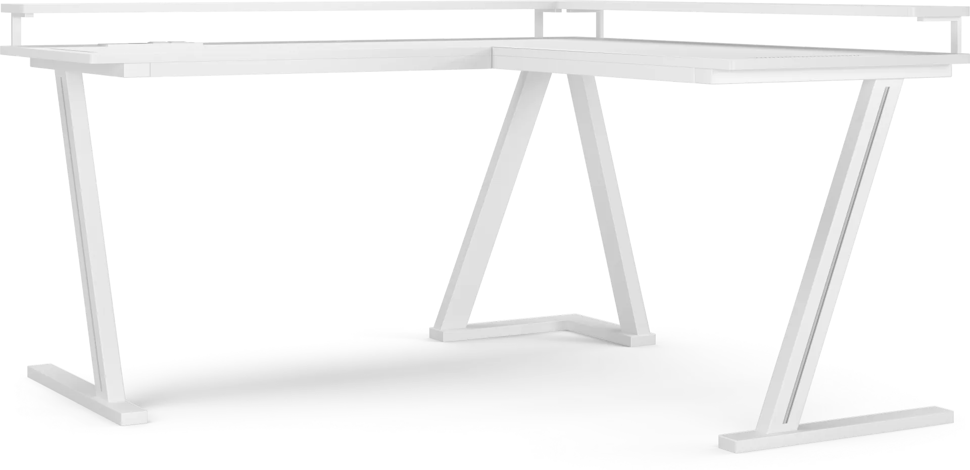 Kids Carbon Optix White L-Shaped Computer Desk with LED Lights - Image 1
